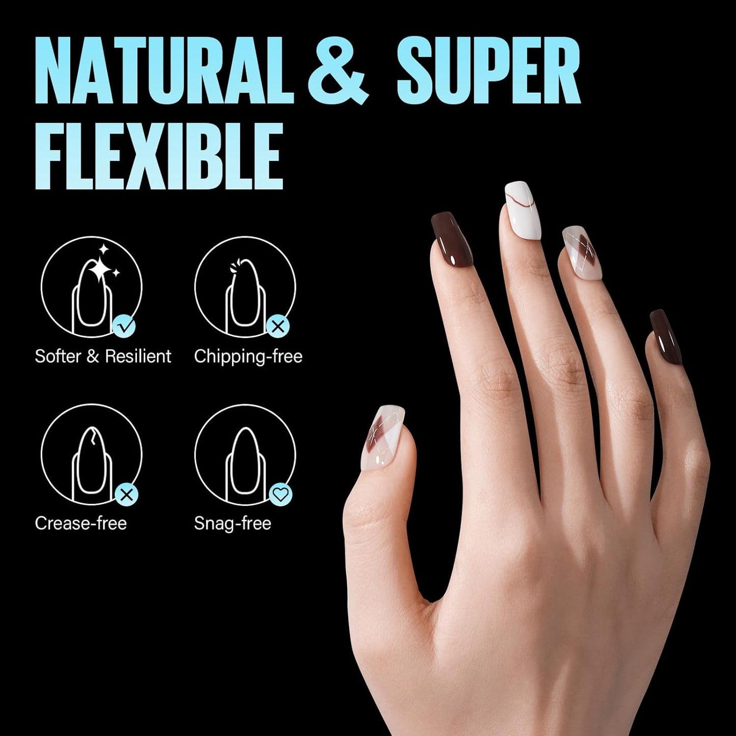 TOMICCA Short Square Nail Tips, 504Pcs Soft Acrylic Nail Tips Square, Press on Nail Acrylic False Nails for Nail Extension DIY Nail Salon 12 Sizes