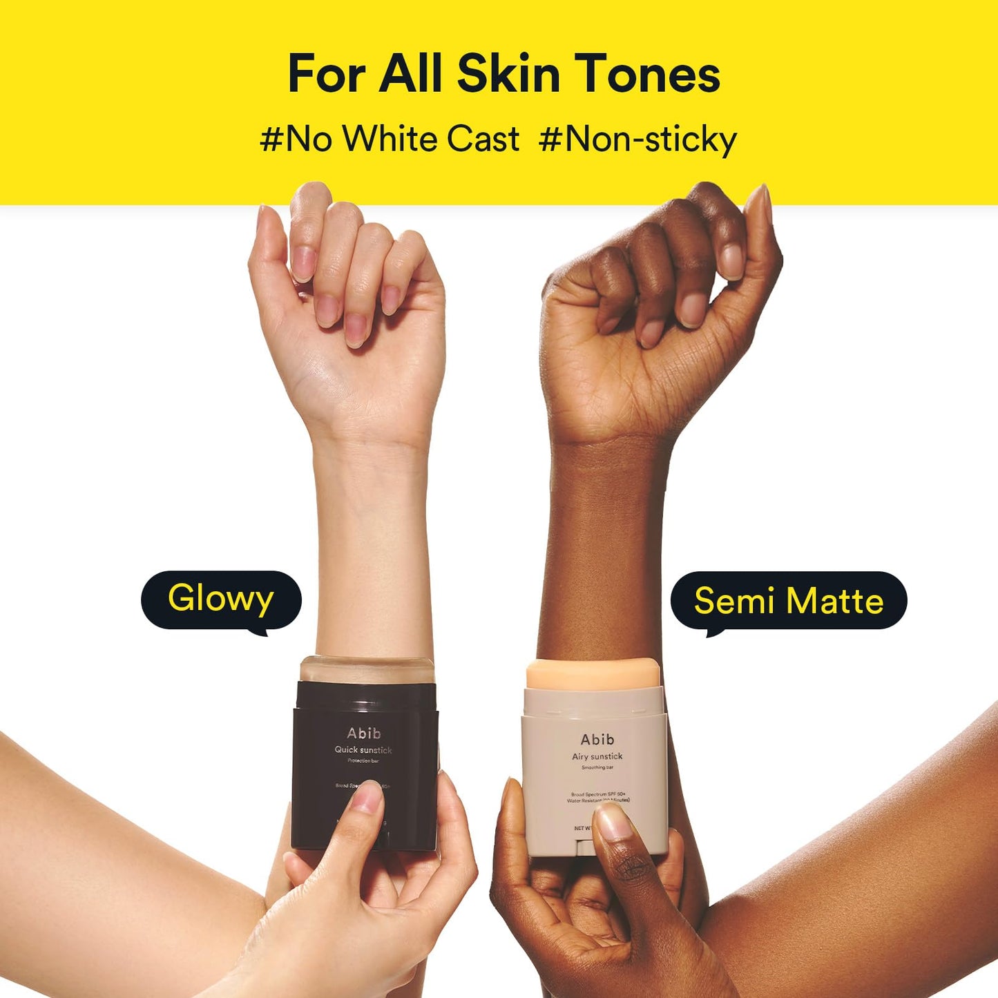 Abib Airy Sunstick Protection Bar DUO SPF50+ Broad Spectrum, Semi-Matte Sunscreen Stick for Oily &