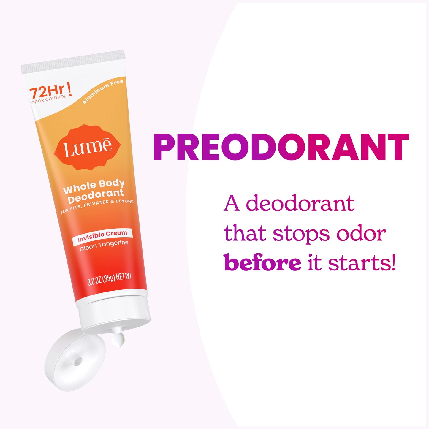 Lume Whole Body Deodorant - Cream Tube - 3 oz (Clean Tangerine)