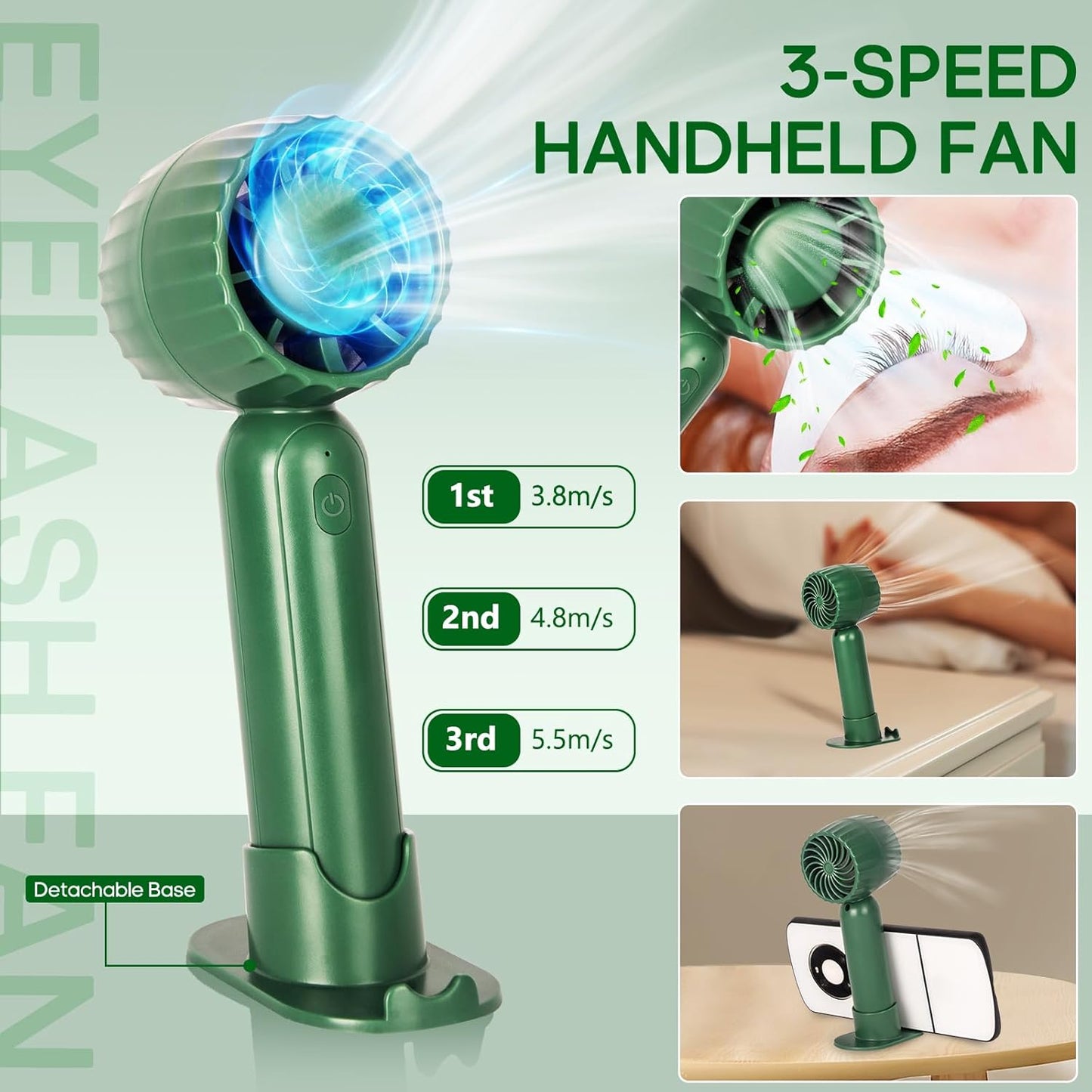 Buqikma Lash Shampoo Kit - Eyelash Extension Cleanser for Extensions 60ML with Rechargeable Handheld Lash Fan Dryer Mascara Brush Rinse Bottle Makeup Cleansing Foam for Lash Care