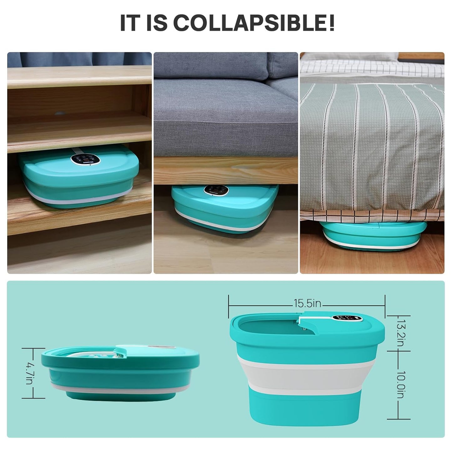 HOSPAN Collapsible Foot Spa Electric Rotary Massage, Foot Bath with Heat, Bubble, Remote, and 24 Motorized Shiatsu Massage Balls. Pedicure Foot Spa for Feet Stress Relief