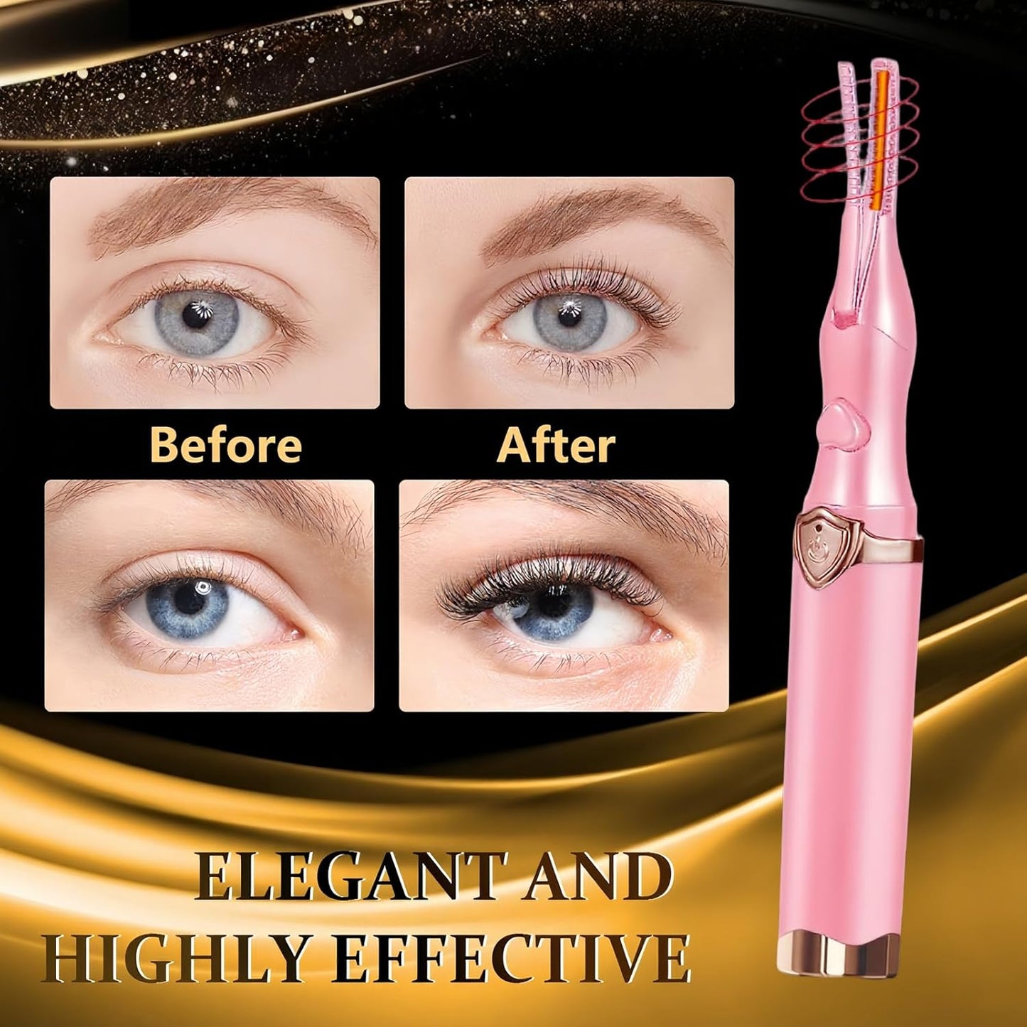 Heated Eyelash Curler, 2-in-1 Clip-Type Design, 3 Temperature Modes, USB Rechargeable Electric Eyelash Curler, Natural Curling 24H Long-Lasting Curl, Gift for Women & Girls, Light Pink