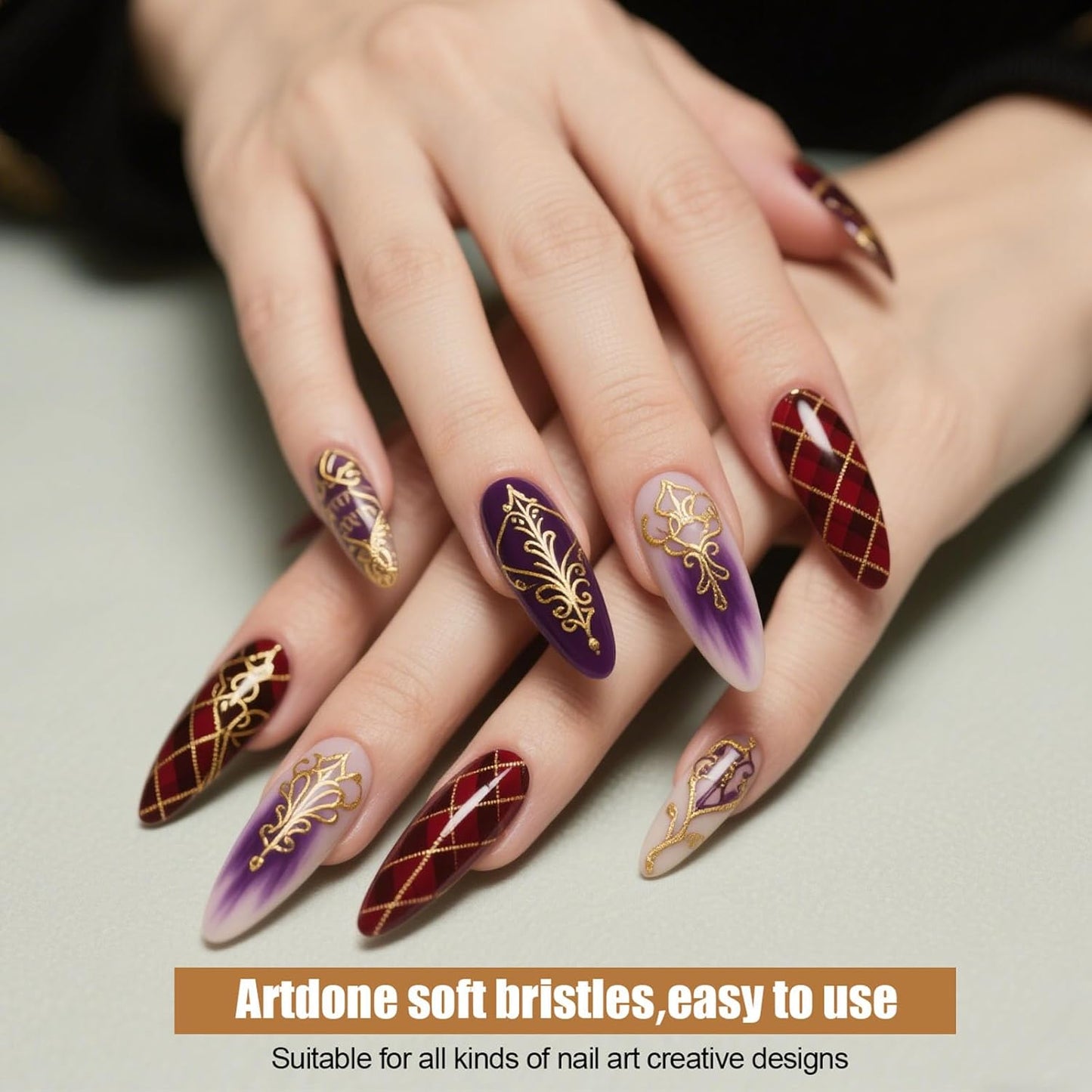 Artdone 15pcs Pink Nail Art Brushes, Nail Art Tool Set, Dotting Tools, Dust Brush,Striping Brushes for Long Lines, Drawing Pen For Gel Polish Design supply