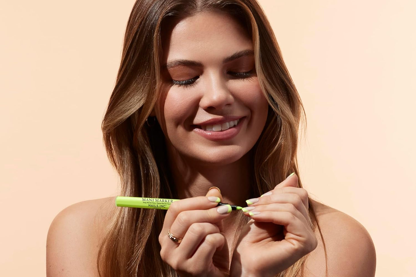 Nails Inc Neon Mani Marker Nail Art Pen Trio, DIY Nail Drawings, Fine Tip, Thin Brush, No Bleed, Manicure Tools, Drawing & Painting, Long Lasting, Vegan, Cruelty Free, Nail Art Pen, 3 Piece Set