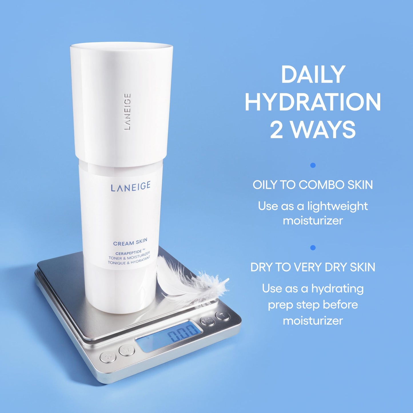LANEIGE Cream Skin Face Hydrating Milky Toner: Lightweight Refillable Korean Toner & Moisturizer