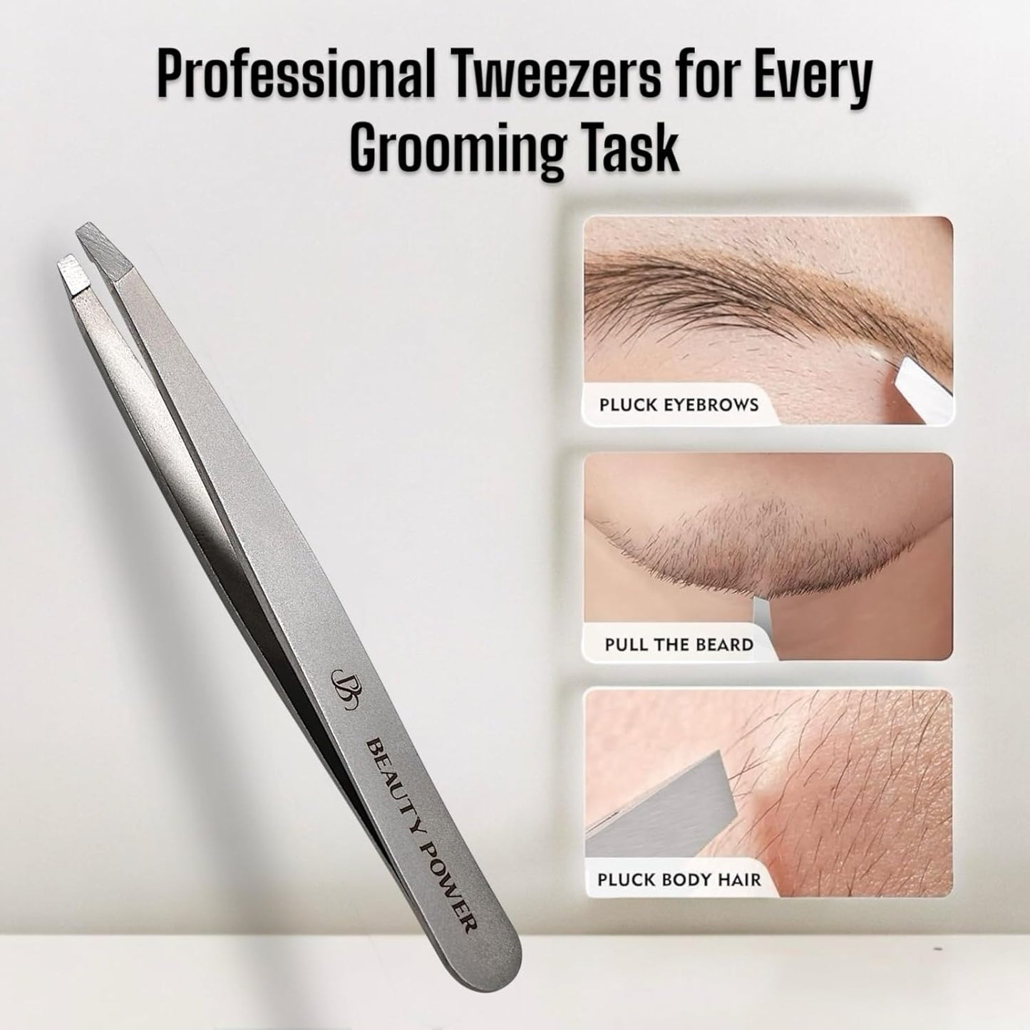 Manicure Pedicure Set 7-in-1 Stainless Steel, Ultra Sharp, Slanted Nail Clipper, Fingernail Clipper, Cuticle Nipper, Glass Nail File, Eyebrow Tweezers, Scissors, Case – Gift (Matte Gray)