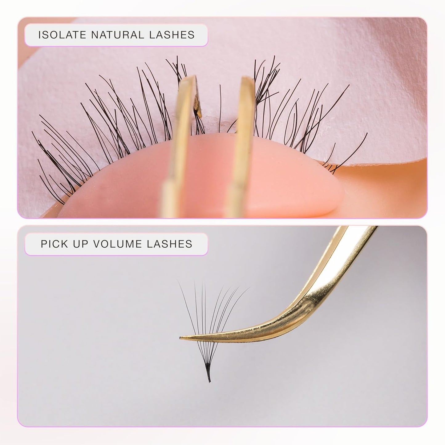 Curacoro Lash Tweezer - Professional & Precision Fiber Tip Grip Lash Tweezers for Eyelash Extensions, Multi Shapes & Purposes Tweezers for Volume, Isolation & Classic Lashes (Silver, Volumizer)