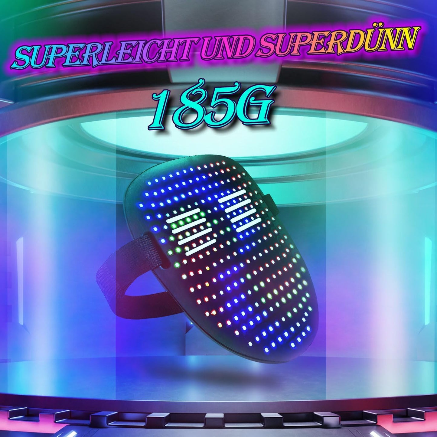 MEGOO Led Mask with Gesture Sensing Transforming,Light Up Luminous Digital Glow Mask for Halloween Rave Dj Party Masquerade