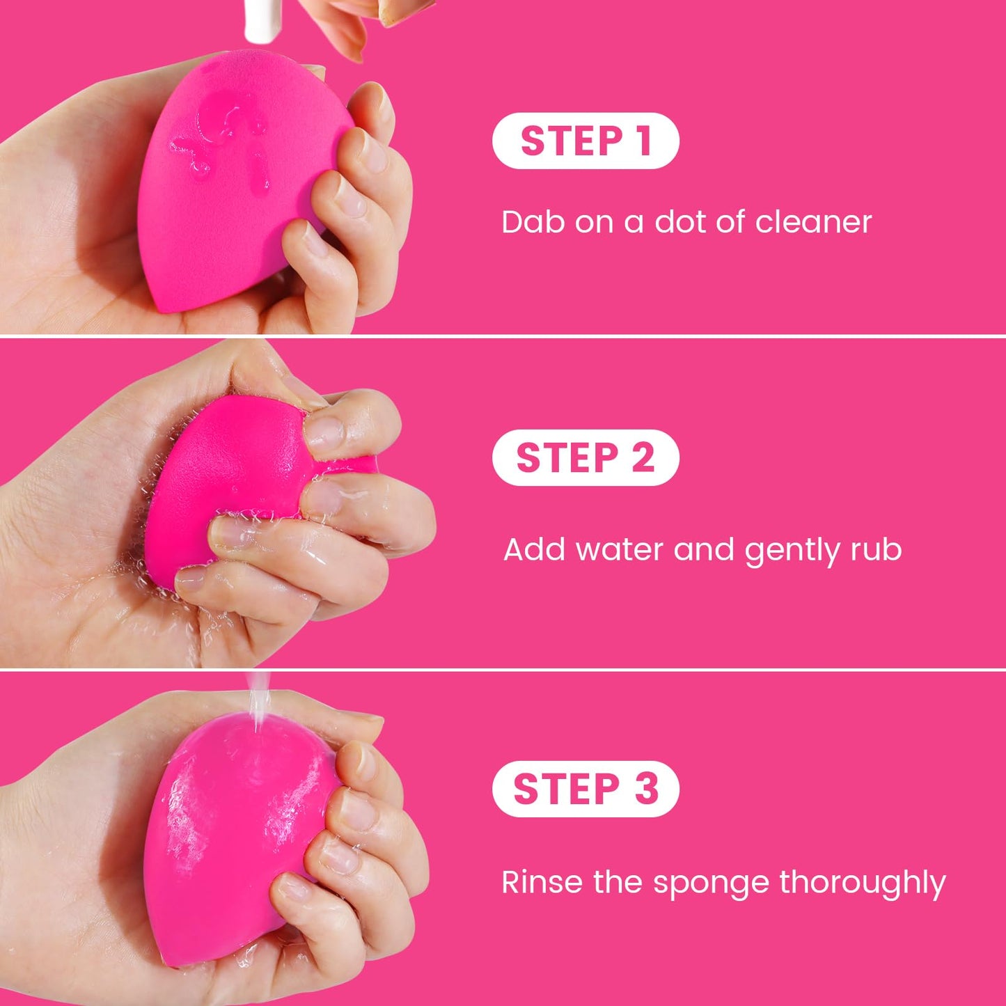 BEAKEY Makeup Sponges 5 Pack, Rose Pink Beauty Sponge for Foundation