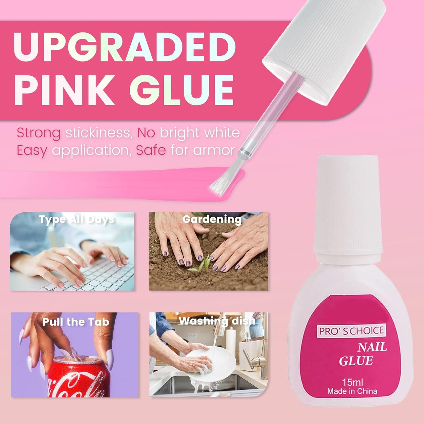 Ombre Press On Toenails - 240Pcs False Nails for toe, White Nail Tips Pink White Gradient Soft Gel False Nail Tips Salon Perfect Fake Nails Kit Extensions DIY