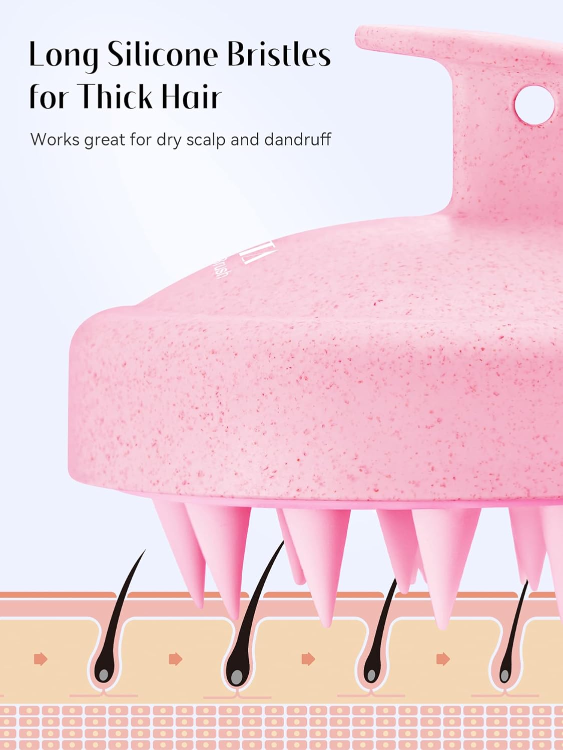 HEETA Scalp Massager Hair Growth, Soft Silicone Scalp Scrubber Shampoo Brush for Exfoliation, Dandruff Removal & Head Massage Stress Relax, Wet & Dry Use for Thick, Thin Hair Care, Wheat Straw Pink