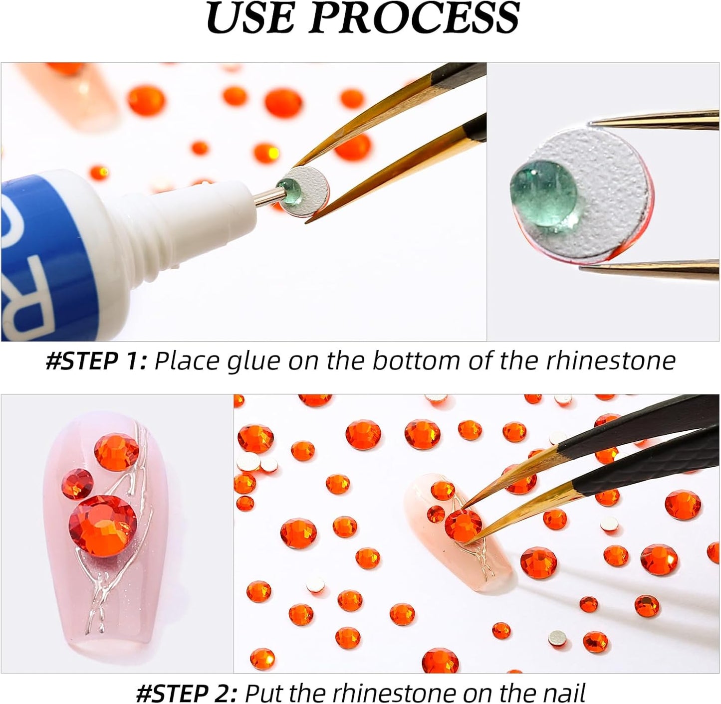 Hyacinth Flatback Rhinestones, Glass Rhinestones for Nail Art and Craft, Glue Fix, Loose Crystal Gemstones(Orange, SS20, 1440pcs, 4.6-4.8mm)