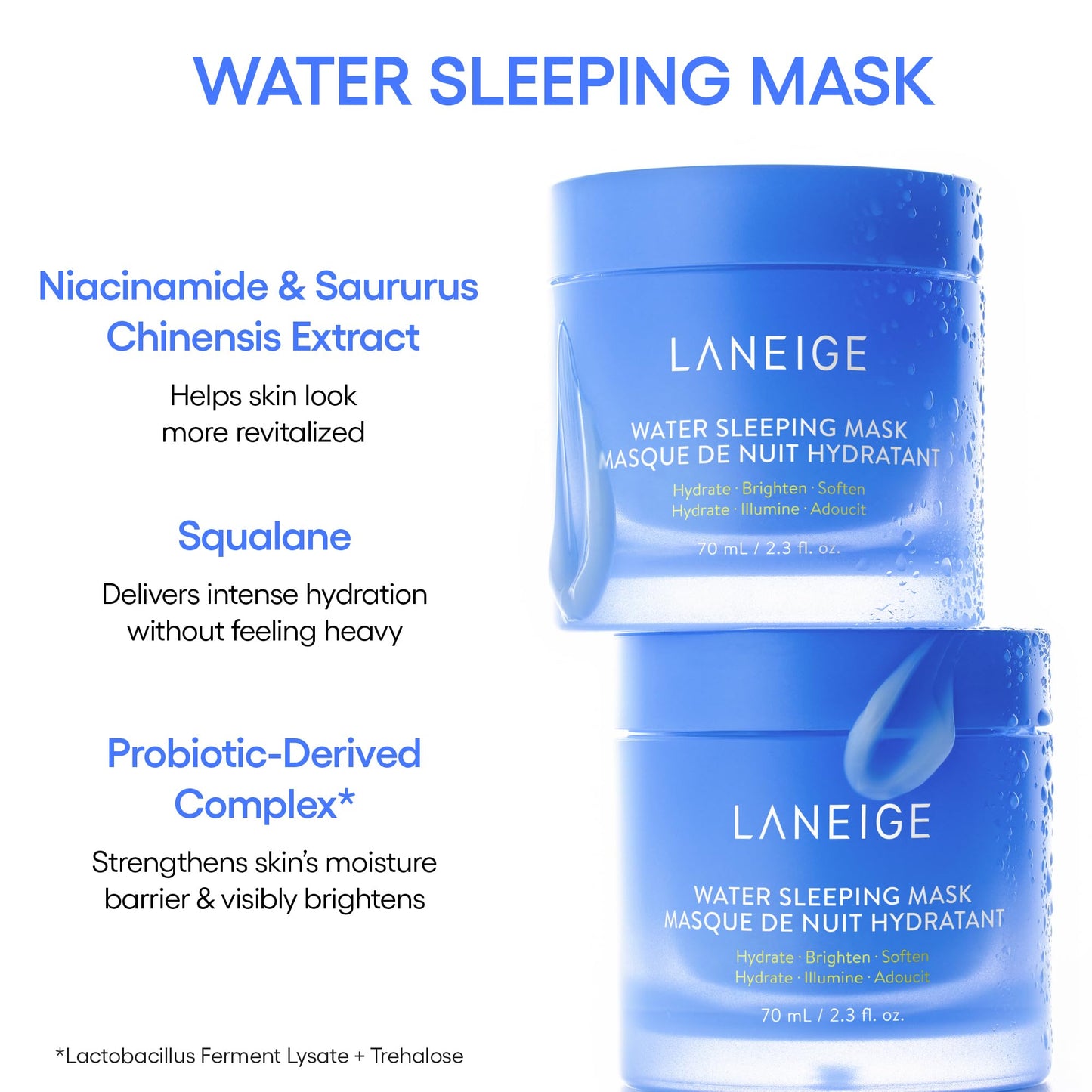 LANEIGE Icons To Go Set: Cream Skin, Water Bank Cream, Lip Sleeping Mask, Water Sleeping Mask
