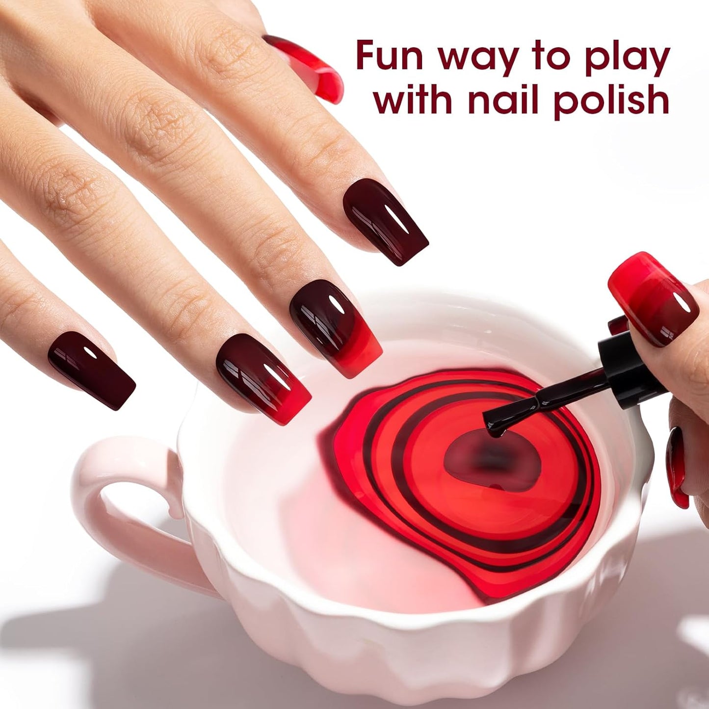 GELLEN Dark Red Nail Polish Set, Deep Burgundy Wine Cherry Blood Red 6 Colors, Fall Winter Quick Air Dry Regular Nail Polish for Women Gifts DIY Art Nails Home Salon, Not UV Gel, Hema Free, Non-toxic