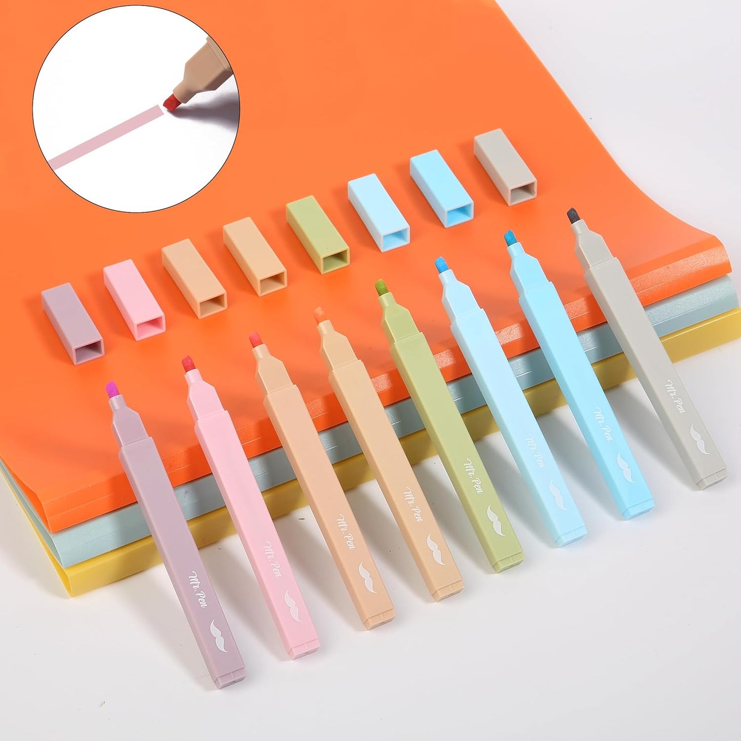 Mr. Pen Aesthetic Highlighters - 8 pcs, Chisel Tip, Pastel & Vintage Colors, No Bleed Bible Highlighters