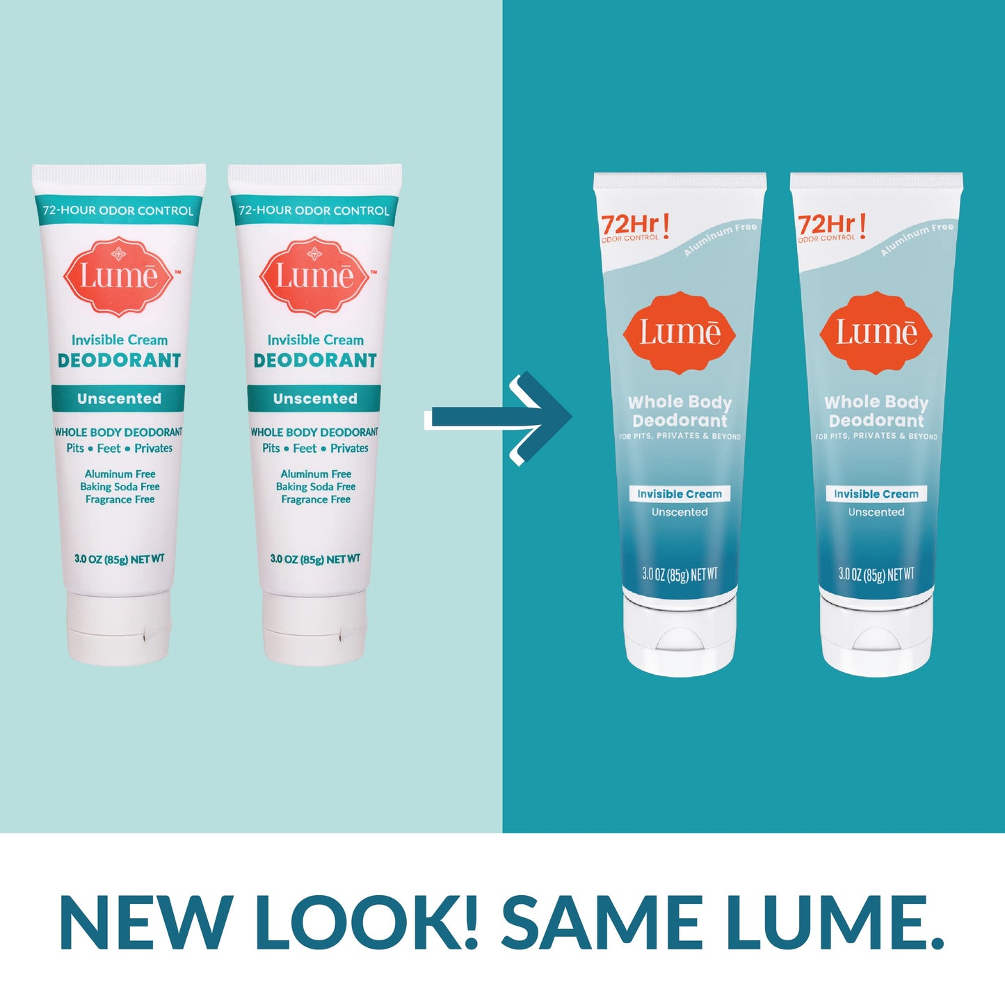 Lume Whole Body Deodorant - Cream Tube - 3 oz, 2 pk (Unscented)