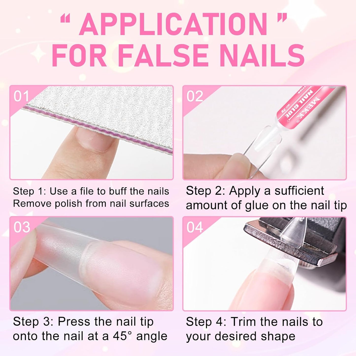 MEKK Nail Glue,Super Strong & Long-Lasting Nail Glue for Acrylic Nails,Press Ons & Nails Tips,Professional Adhesive for Nail Art Supplies,0.07OZ/PCS (12PCS)