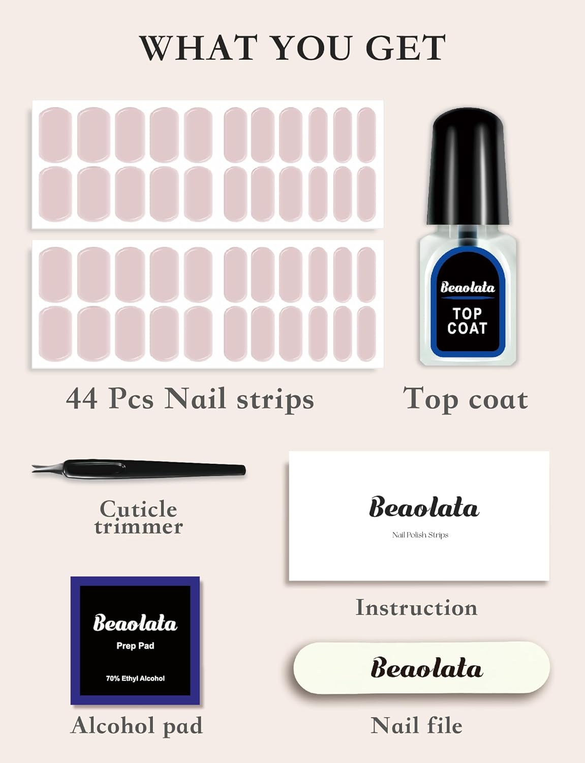 Nail Polish Strips, 44PCS Salon Quality Wraps with Top Coat, Long Lasting Gel Nail Stickers for Women Easy Apply& Remove (Eating Gingersnap Yellow)