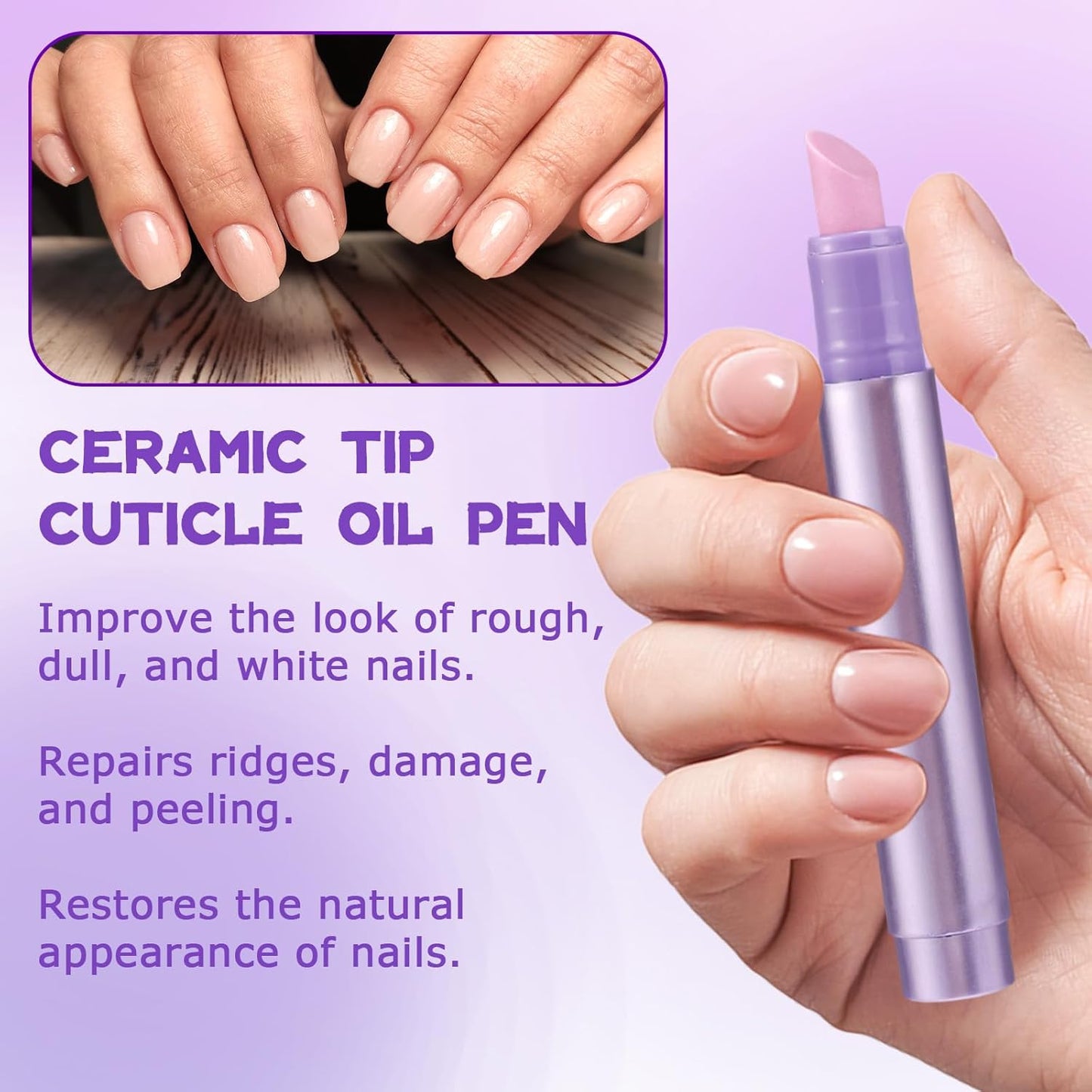 3 in 1 Cuticle Oil Pen, Nail Cuticle Remover Pen with Ceramic Tip Moisturize Strengthen Brighten Oil Applicators for Hangnails Dry Cracking Nails Repair