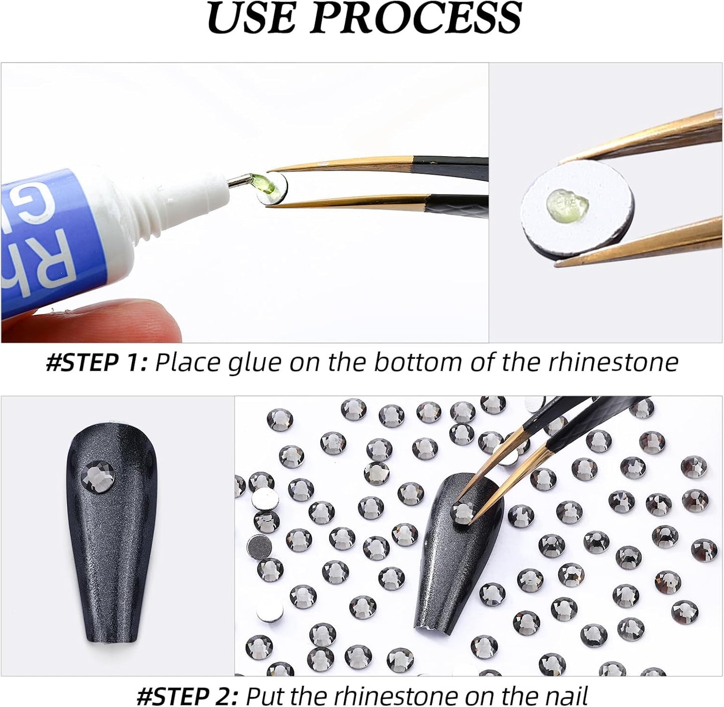 Gray Flatback Rhinestones, Glass Rhinestones for Nail Art and Craft, Glue Fix, Loose Crystal Gemstones(Gray, SS20, 1440pcs, 4.6-4.8mm)