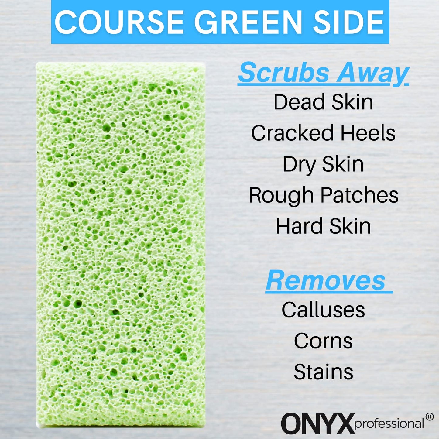 Onyx Professional 2 in 1 Pumice Stone, 100% Siliglass Callus Remover for Feet, Elbows, Knees, Dead Skin, Heels, Hands, Foot File Scrubber Exfoliator Removes Hard, Rough, Dry Skin