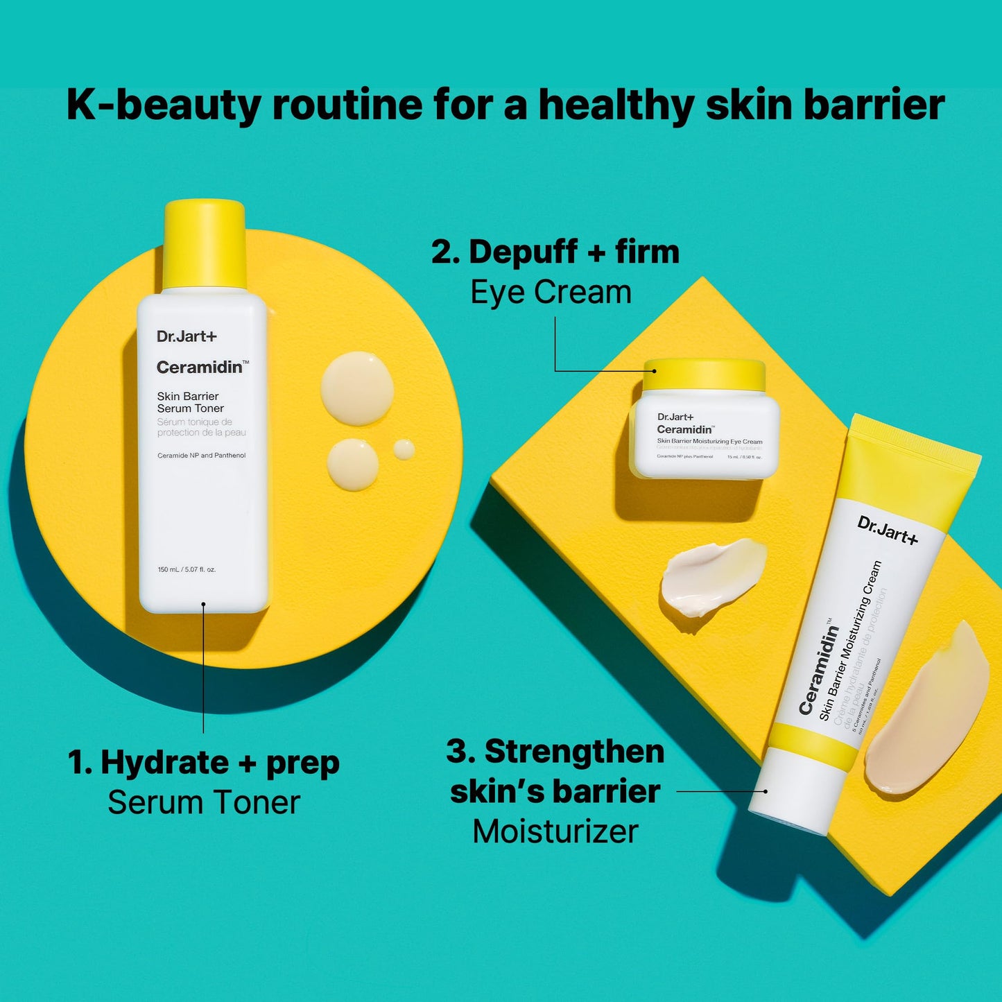Dr.Jart+ Ceramidin Korean Eye Cream with Ceramides | Hydrates, Strengthens Skin Barrier, & Reduces