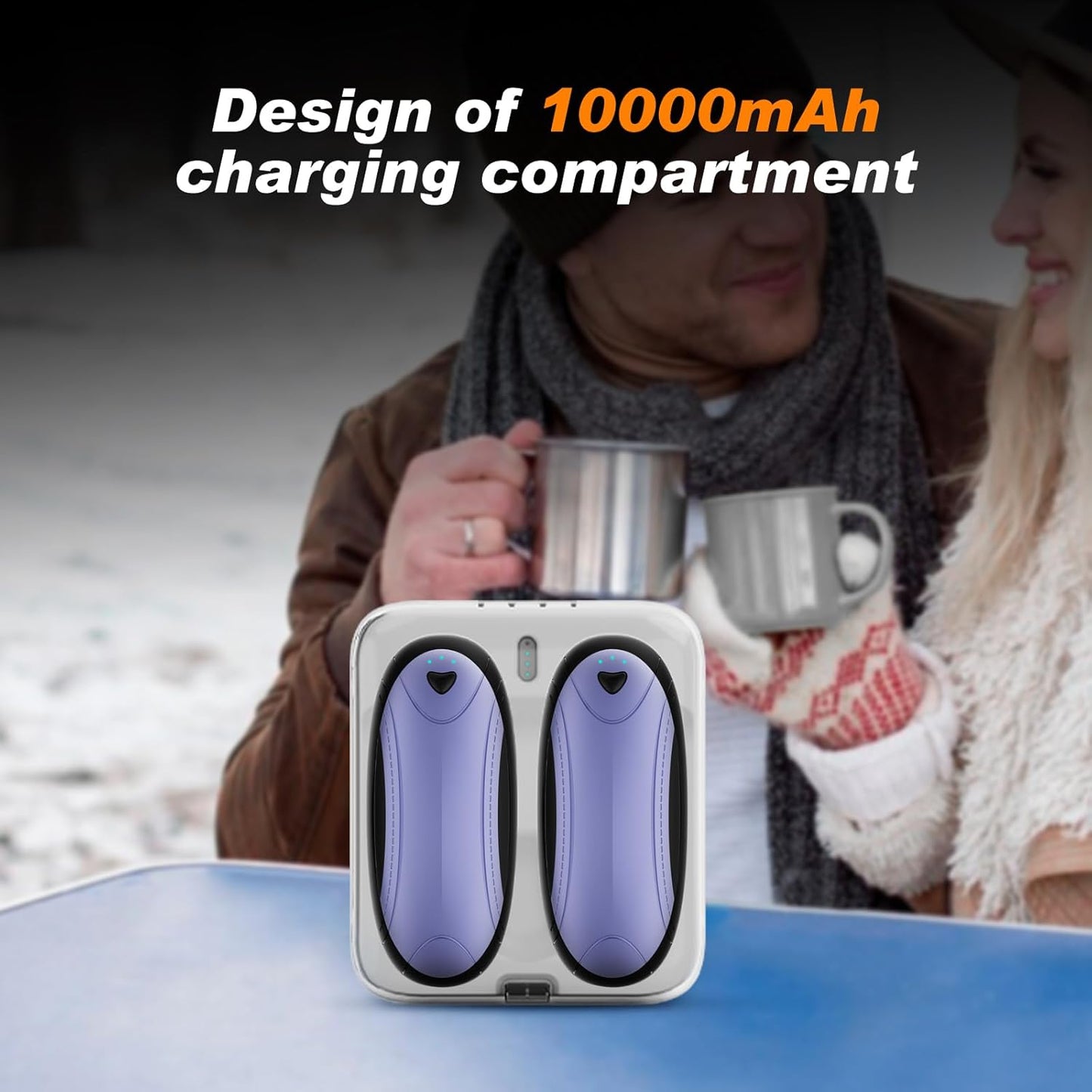 Hand Warmers 2 Pack with 10000mAh Charging Box,Portable Pocket Heater,24Hrs Long Safe Heat,Outdoor, Travel, Golf, Hunting, Camping,Gifts for Men Women