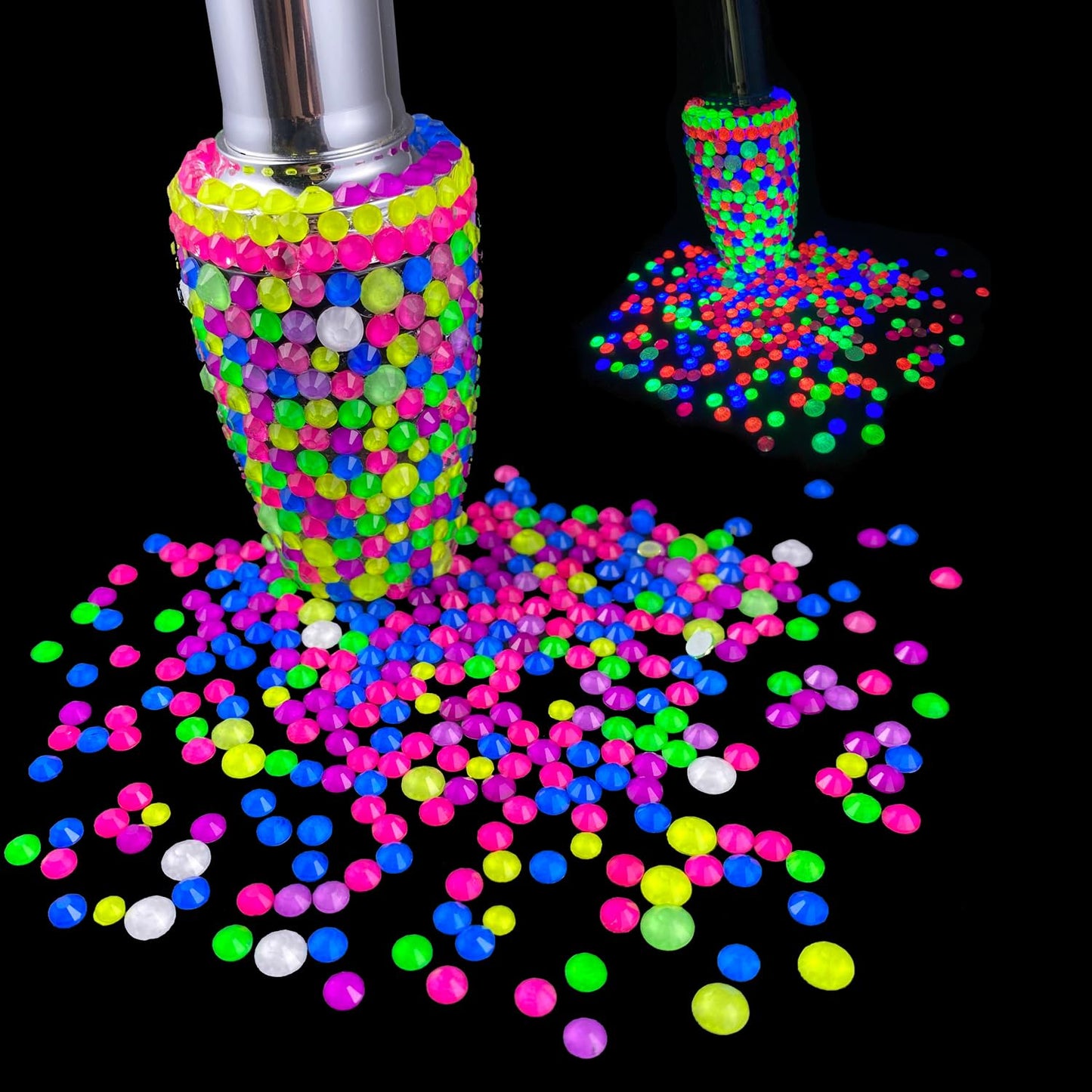 Flatback Glass Rhinestones,Bedazzler Gems 1440pcs Non Hotfix Crystal Rhinestones for Nail Charms Crafts Clothes Tumblers,Light Green Neon,SS10