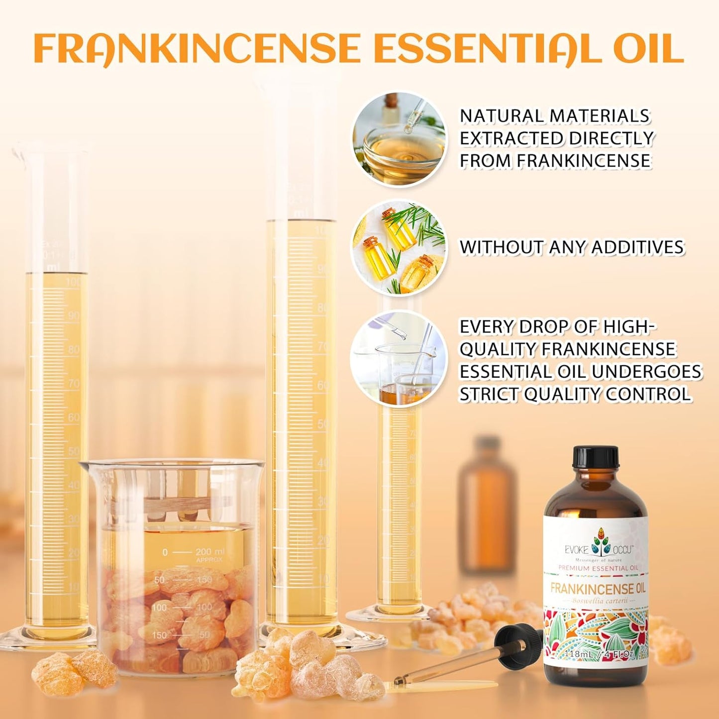 EVOKE OCCU Frankincense Essential Oil for Discomfort Relief, Skin Care, Reduces Redness & Swelling- 4 Fl Oz