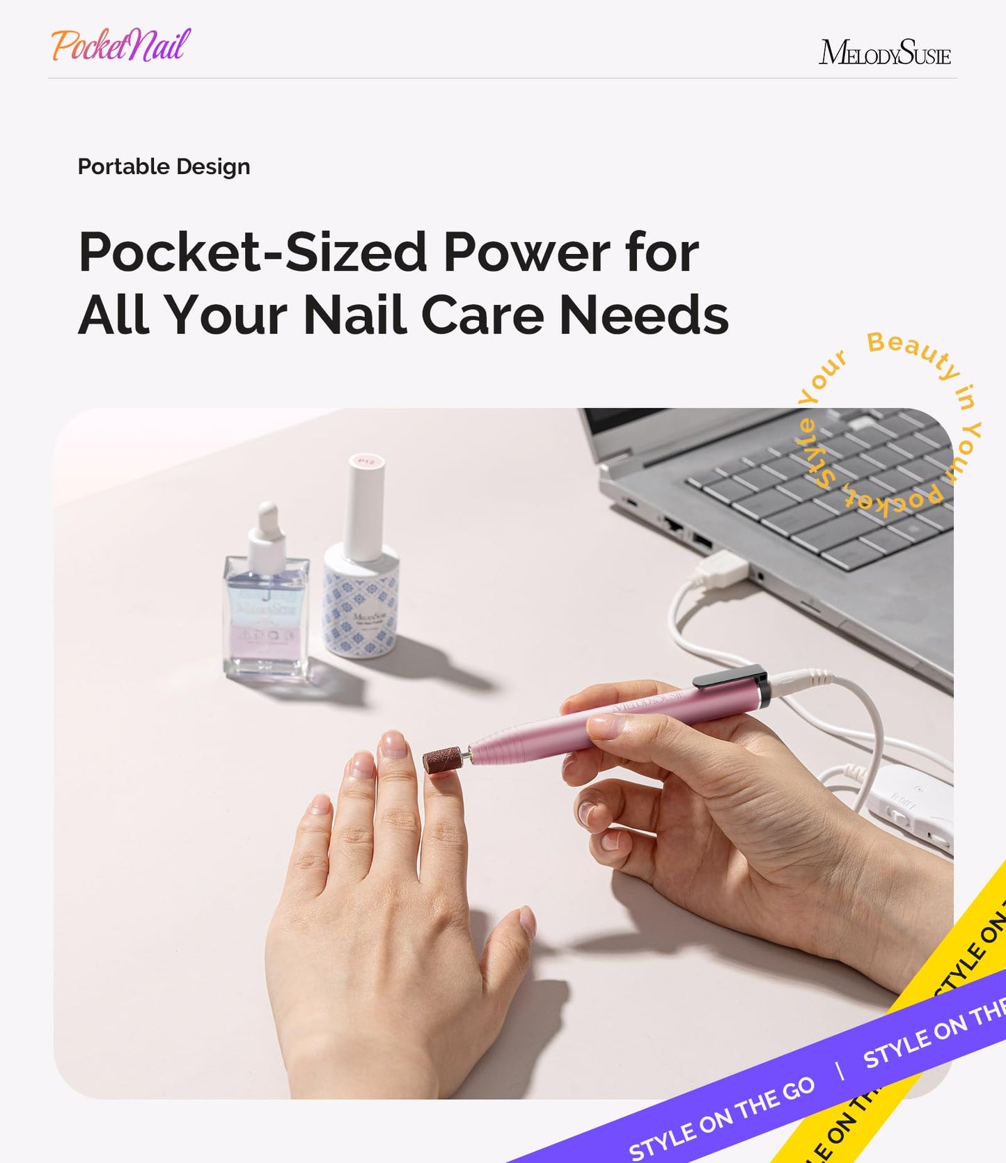 MelodySusie Pen-Shaped Nail Drill PocketNail PC100G for Nail Beginners