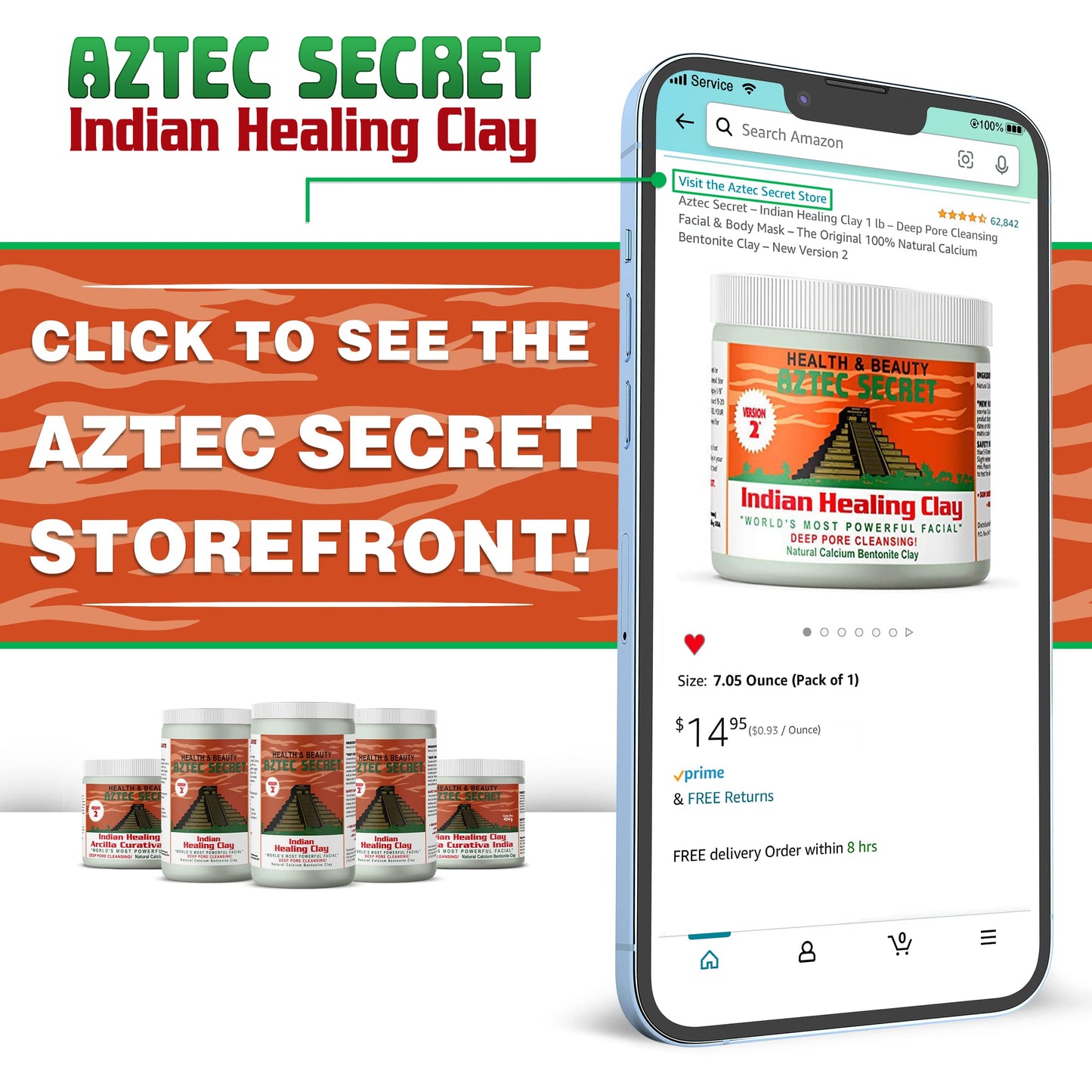 Aztec Secret– Indian Healing Clay 16 Oz – Deep Pore Cleansing Facial & Body Mask – The Original