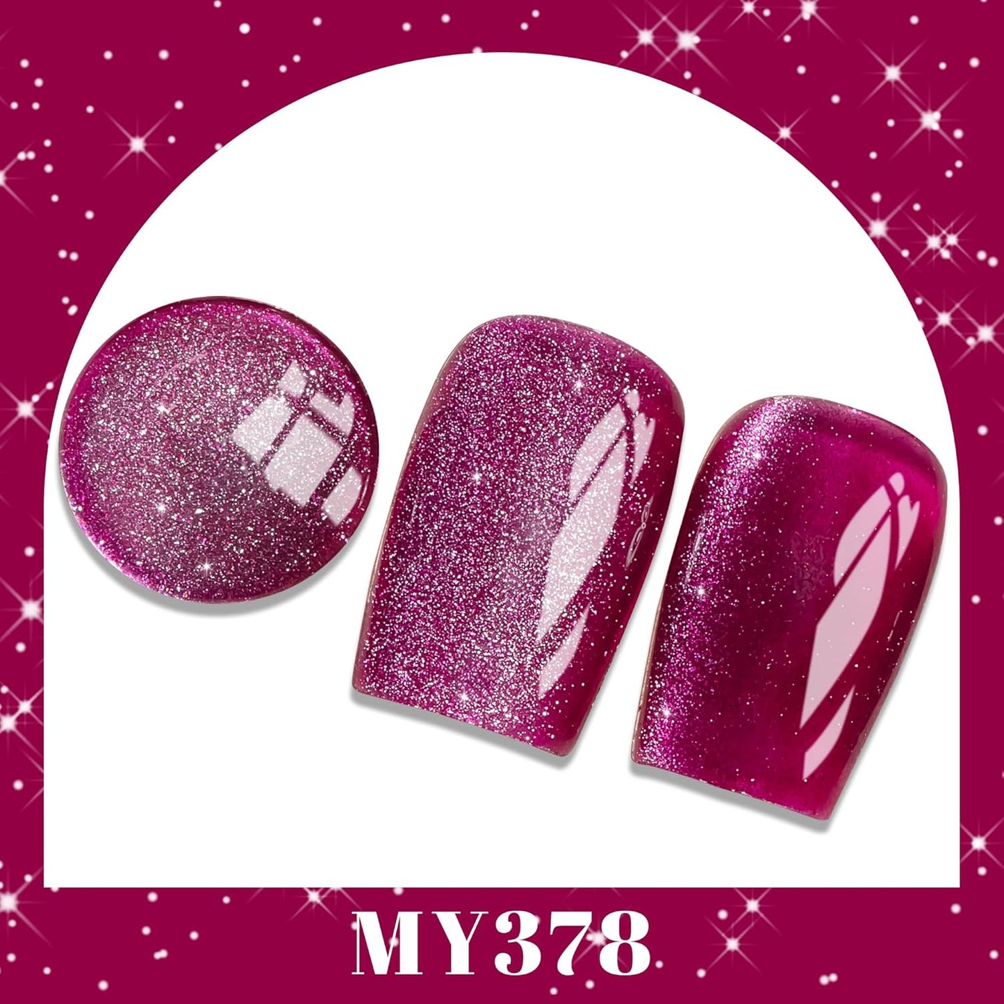 YTD Likomey Cat Eye Gel Nail Polish,15ml Bright Plum Pink Holographic Translucent Neutral Velvet Jelly Sheer Magnetic Dragon Fruit Shimmer Glitter Fall Winter UV Color Varnish with Magnet Stick,MY378