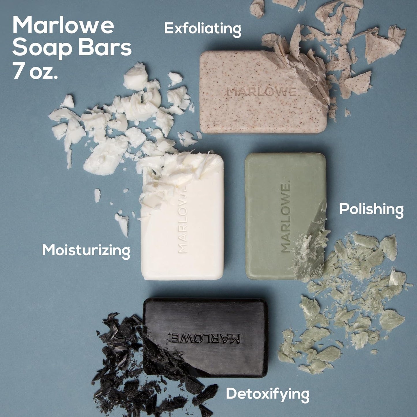 MARLOWE. No. 102 Body Scrub Soap 7 oz (6 Bars), Santal, Exfoliating Soap Bar with Shea Butter, Olive Oil & Green Tea Extracts, Cleanses, Smooths & Revitalizes Skin, Warm Amber, Spice & Citron Scent