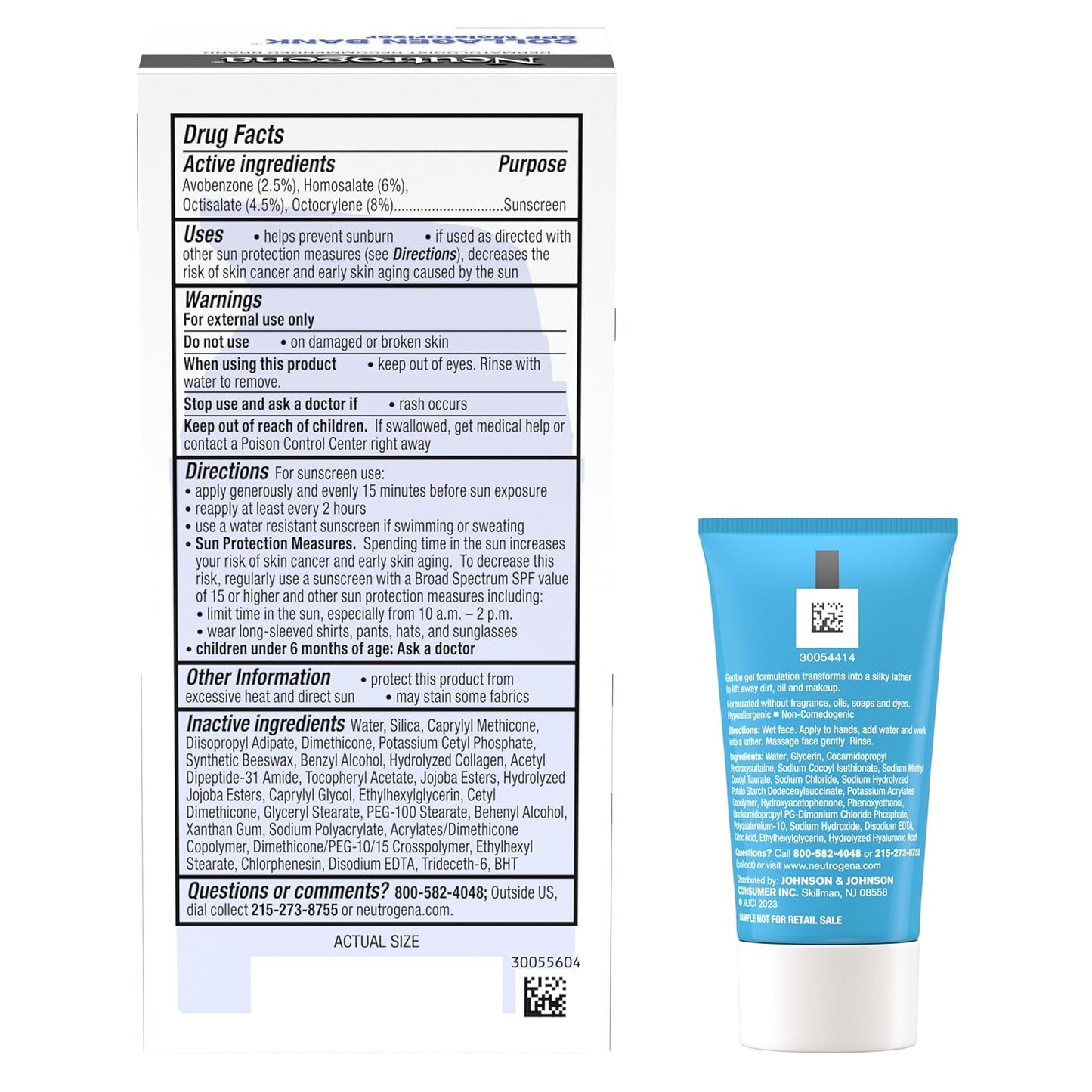 Neutrogena Collagen Bank Face Moisturizer, Broad Spectrum SPF 30 Anti-Aging Face & Neck Collagen Cream, Micro-Peptides, No White Cast 2 fl oz & Trial Size Hydro Boost Facial Cleanser, 0.5oz