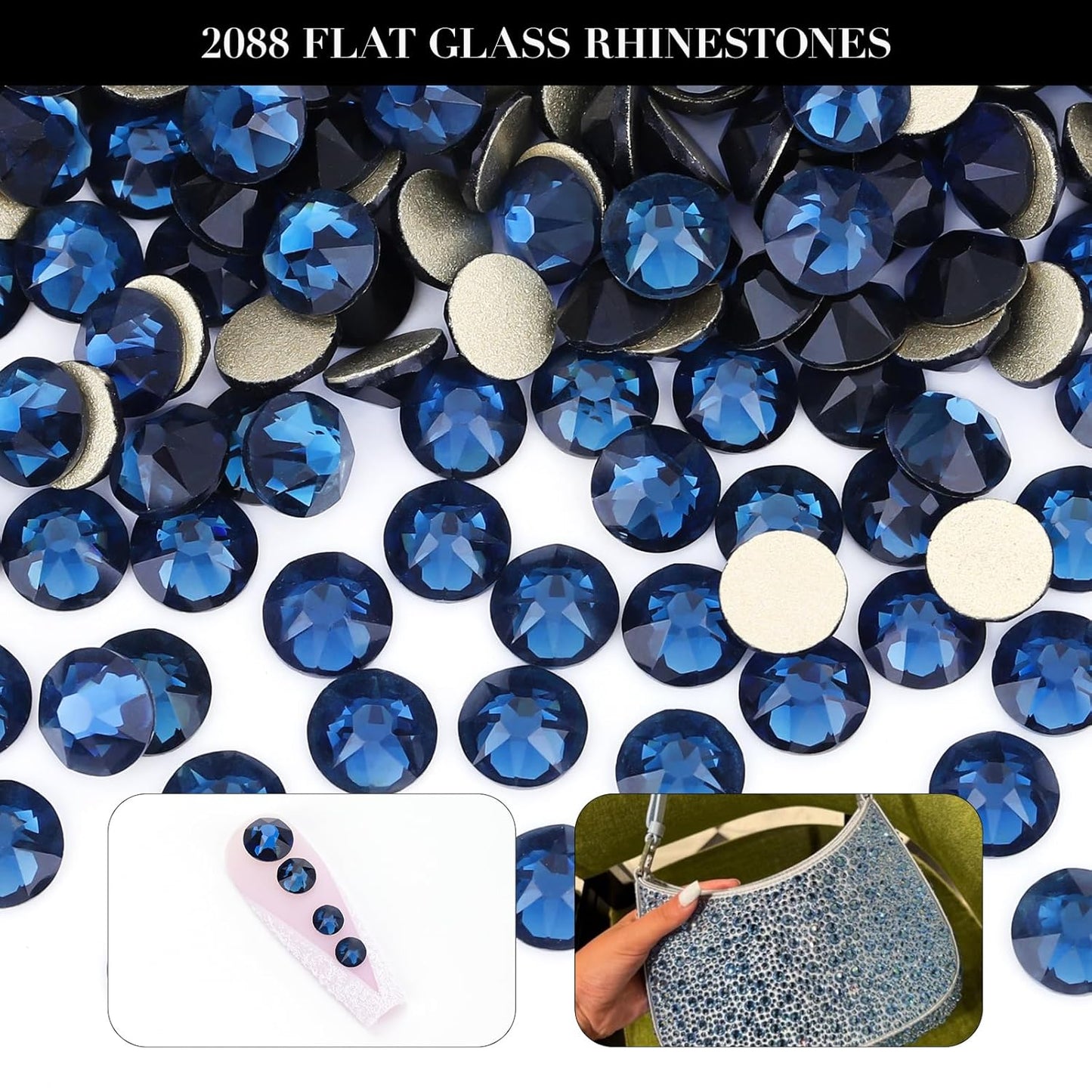 Novani Montana Rhinestones 288pcs Flat Back Round Rhinestone Style 2088 Sparkly Crystal Gemstones for Nail Art and Crafting SS30,6.4-6.6mm