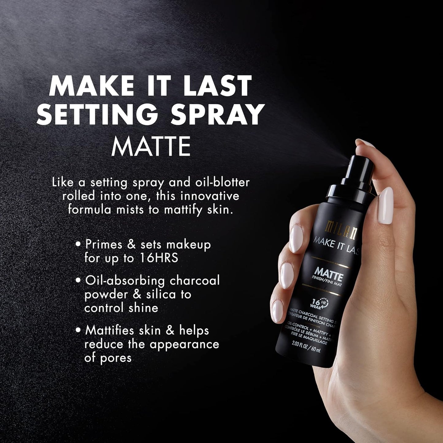 Milani Setting Spray + Primer, Make It Last Original - Natural Finish with Niacinamide for Hydration & Make It Last Matte- Oil Absorbing Charcoal Formula to Control Shine - 2 Pack