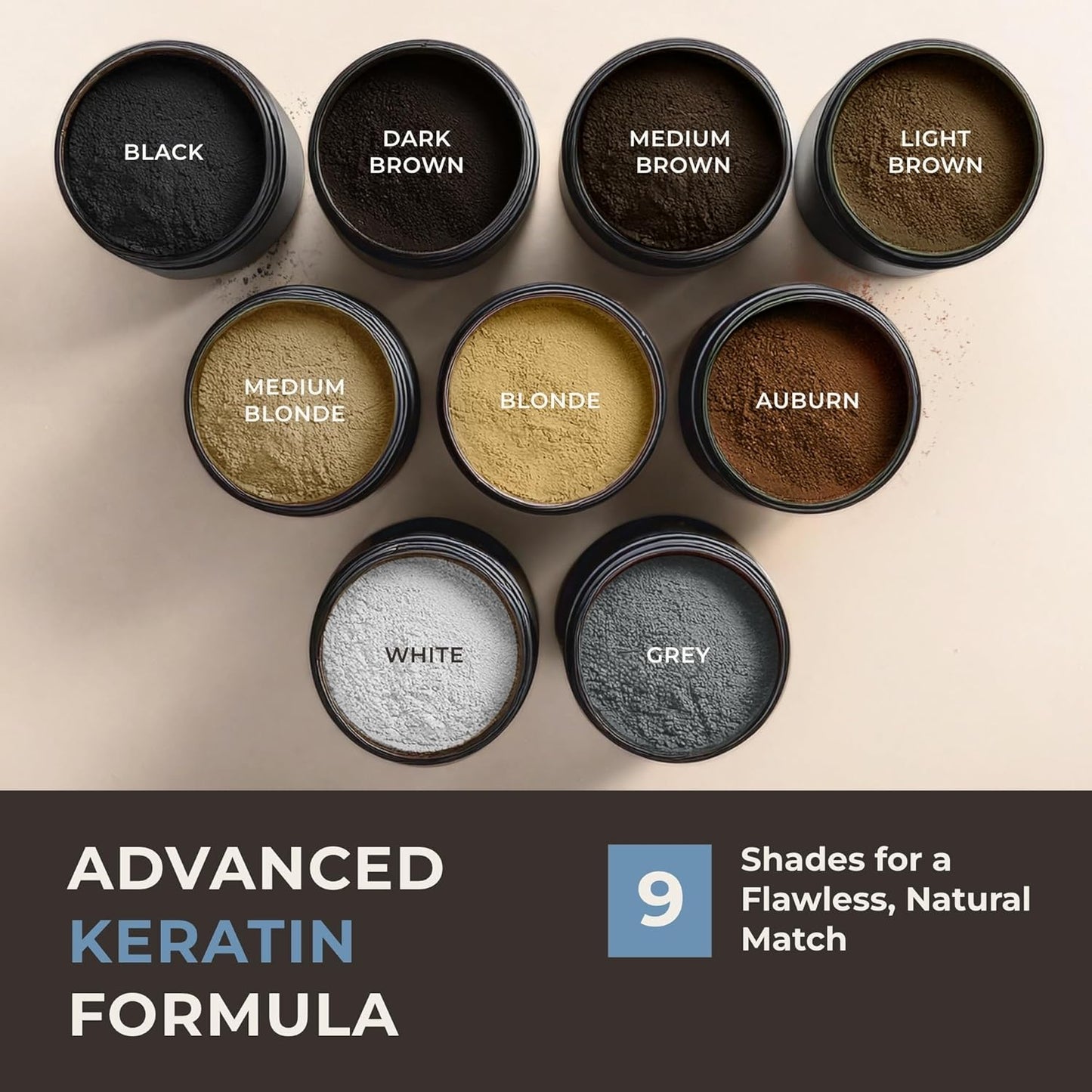 Keratin Hair Fibers for Men & Women - Fill In Fine or Thinning Hair, Instantly Thicker, Fuller Looking Hair (Black 30g)