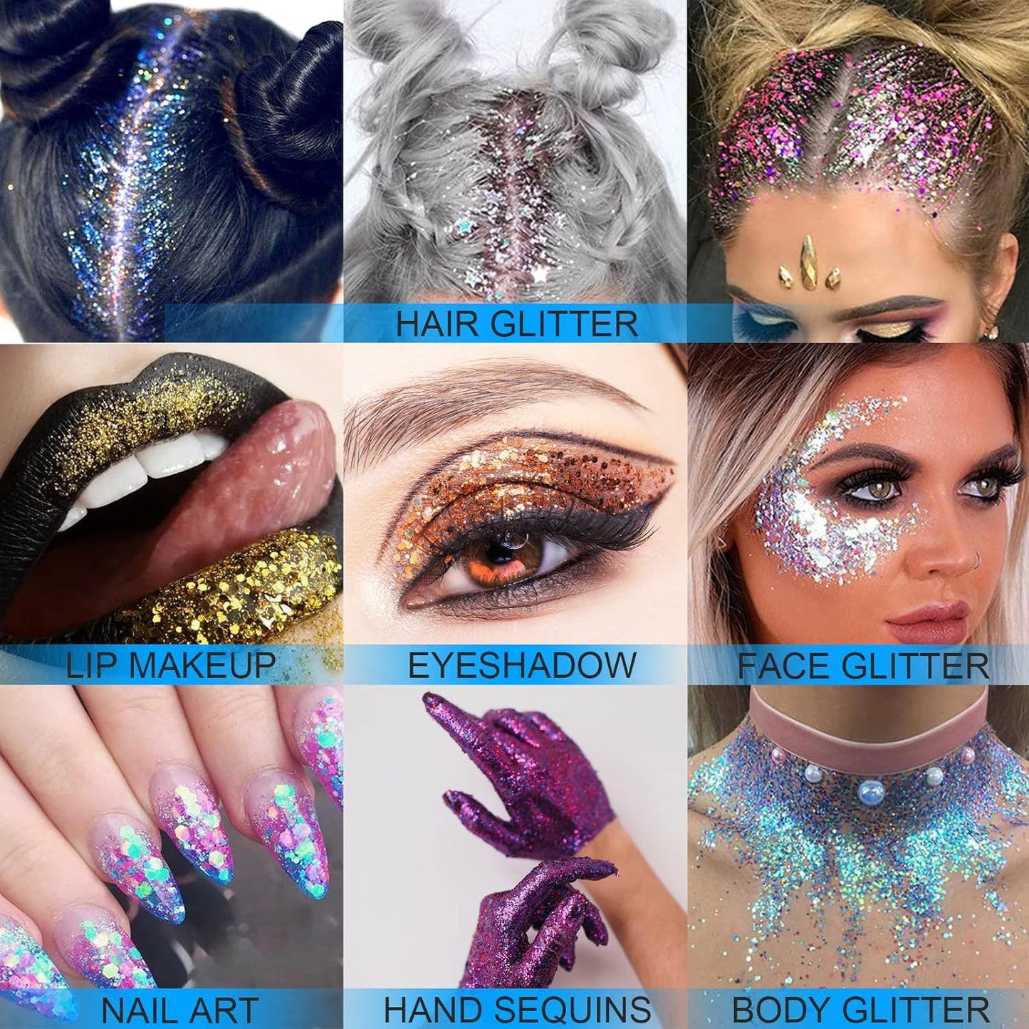 Holographic Face Glitter Gel Body Shimmer Makeup for for Hair, Face, Clavicle, Arm, Nail, Eyeshadow, Long Lasting Waterproof Mermaid Sequins Party Glitter for Rave Festival, 1.35oz (Luminous Green)