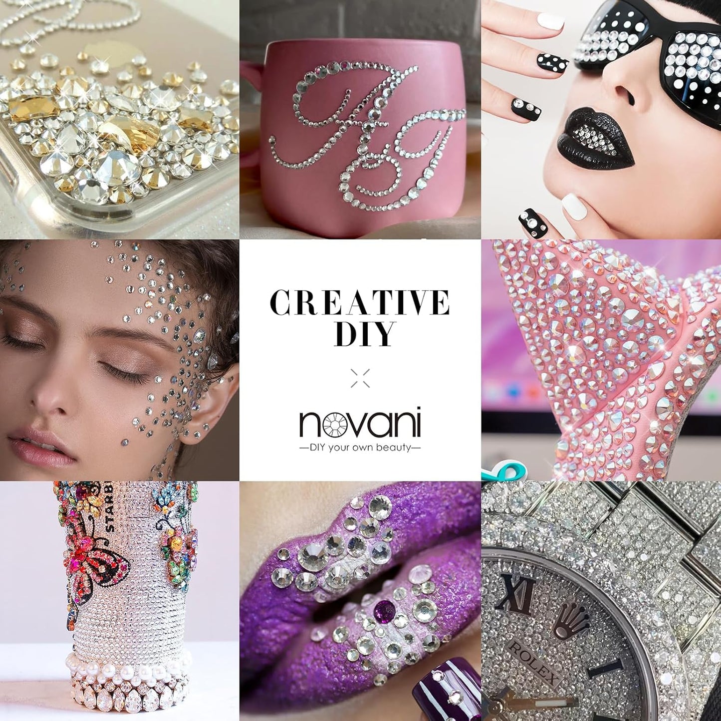 Novani 720pcs Clear Rhinestones Flat Back Round Rhinestone Style 2088 Sparkly Crystal Gemstones for Nail Art and Crafting,S16(3.8-4.0mm