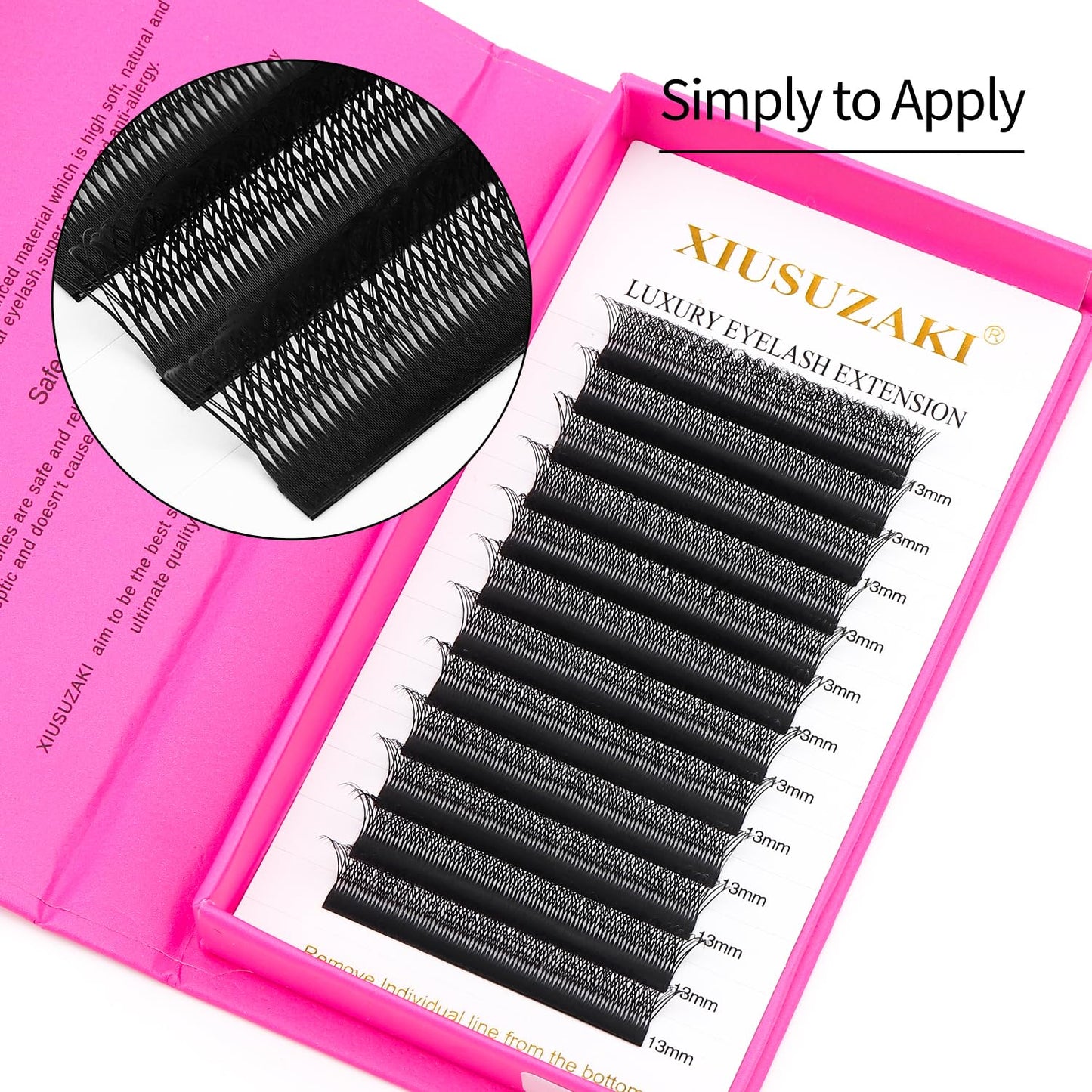 Lash Extensions Double Tips 3D Eyelash Extensions W Shape 0.07mm Thickness C Curl 9mm Premade Fans Easy Fan Volume Matte Black Crisscross Eyelashes(W-3D-Double Tips-0.07-C,9mm)