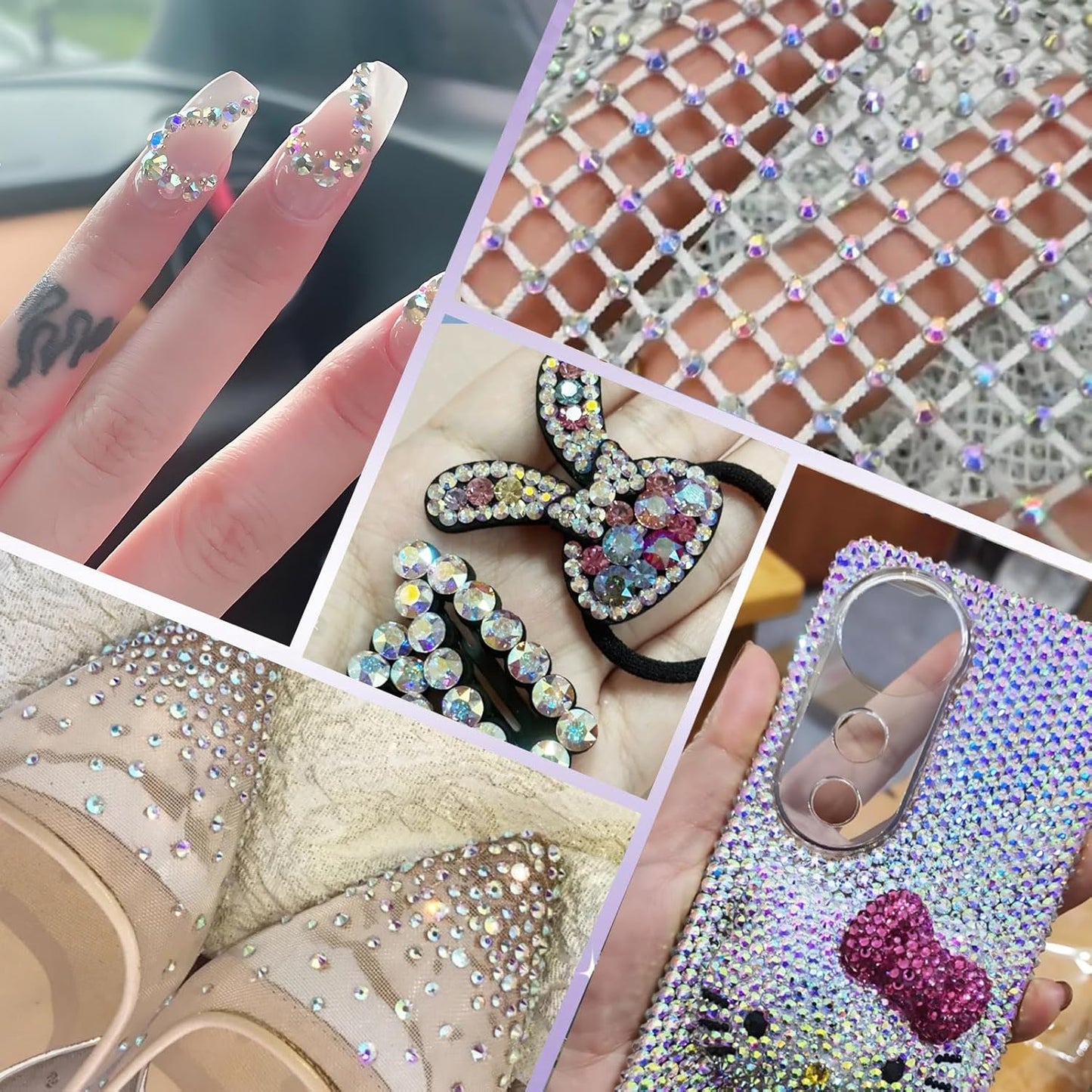 2000PCS SS16 Flatback Rhinestones | 12-Facet Diamond-Cut Glass Gems for Nail Art, Clothing, DIY Crafts |Glue-On Decoration Stones with Silver Backing(Crystal AB)