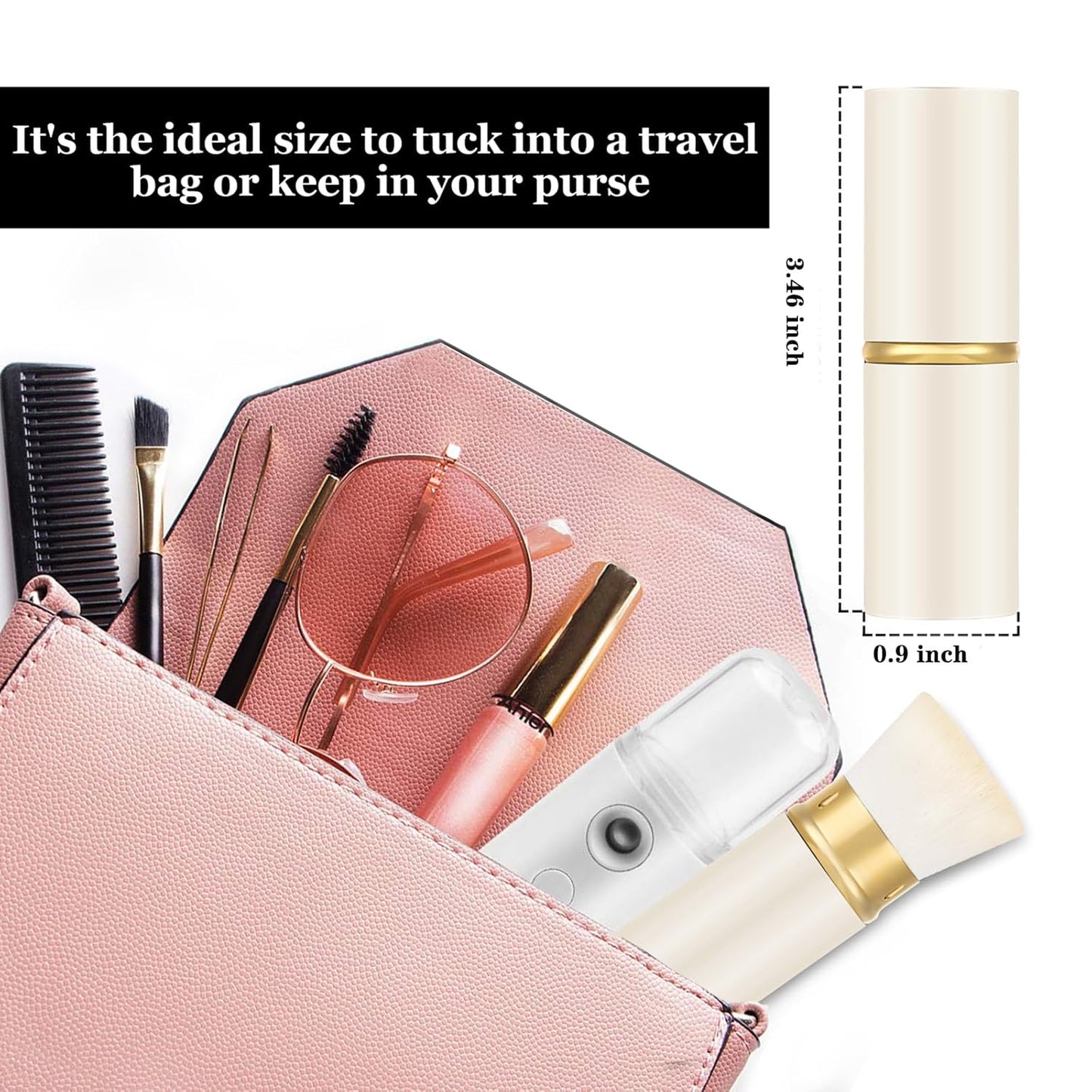 Falliny Retractable Foundation Makeup Brushes, Travel Kabuki Powder Brush Portable Liquid Foundation Sunscreen Brush with Cover for Blending Liquid, Bronzer,Cream or Flawless Powder Cosmetics