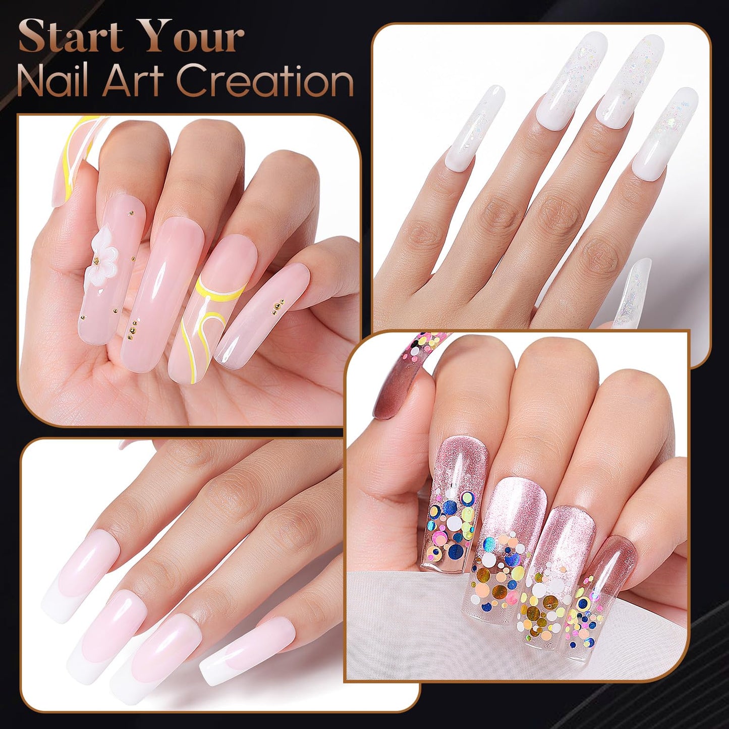 Poly Extension Gel Dual Nail Forms, 120pcs Nail Molds for Builder Extension, 5 Style 12 Size Dual Forms for Gel Nail Tips Nail Art Design Salon DIY Kit 2