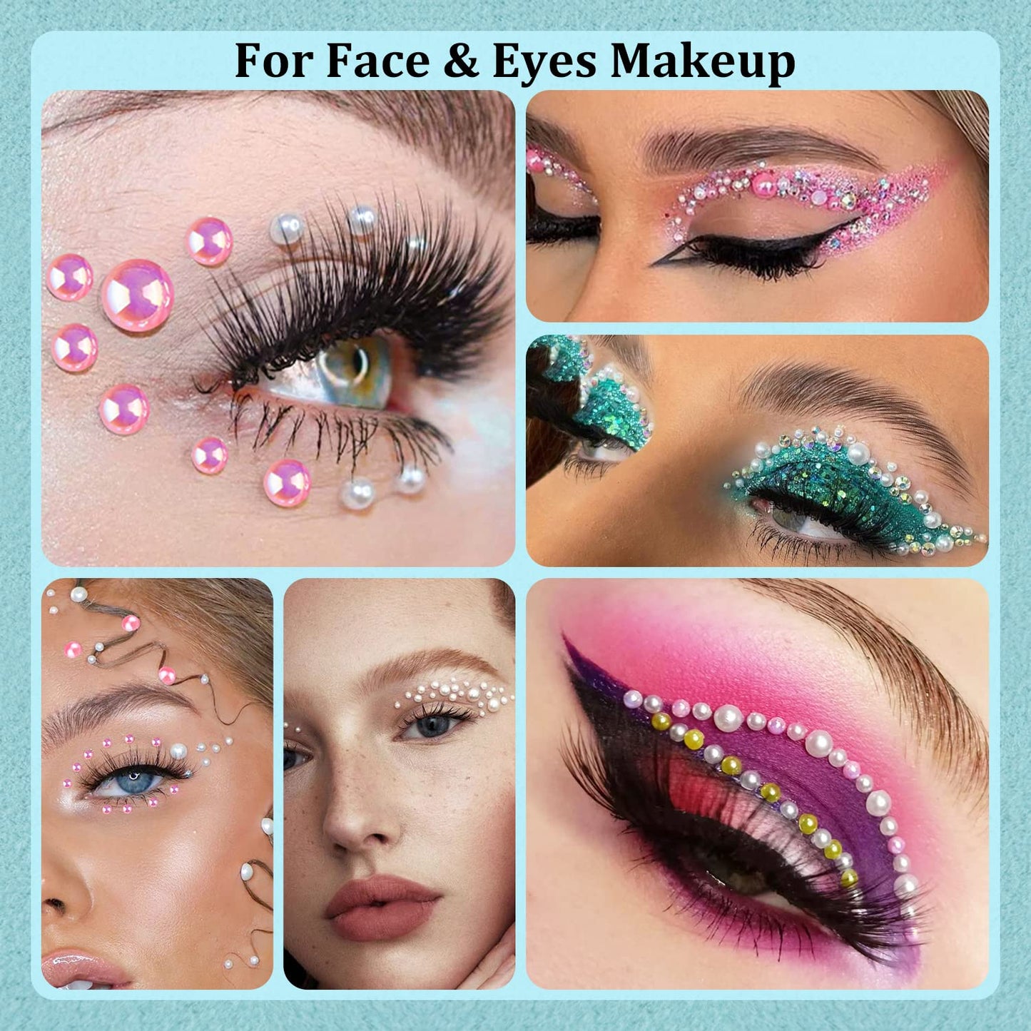 100g Flatback Pearls and Rhinestones Set 1-Pink&White, Mixed Size 3-10mm Resin Rhinestones and Half Pearls for Nail Art and Crafts and Decoration with Tweezer and Pickup Pencil