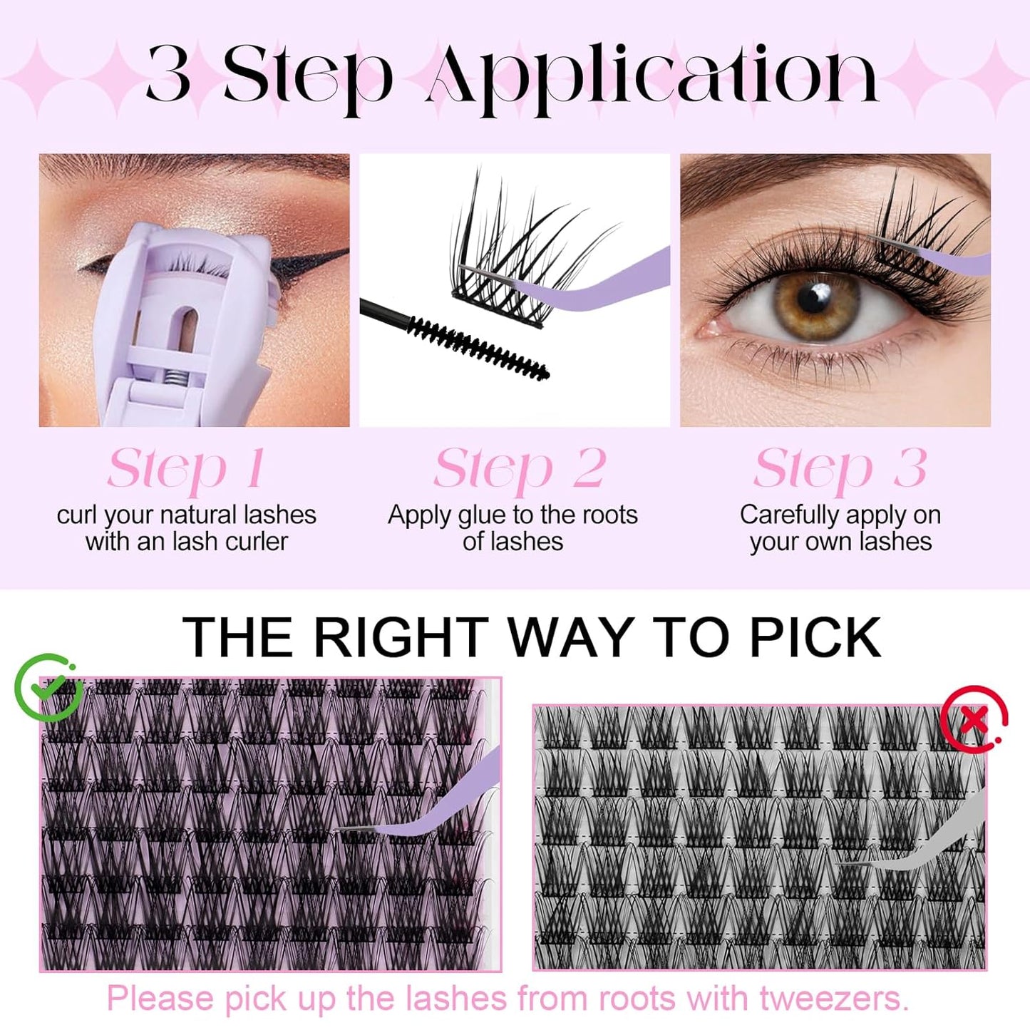 WENDY Lashes Clusters Kit DIY Eyelash Extension with Eyelash Curler Black Cluster Eyelash Extensions Individual Lashes Kit Wispy Soft Eyelash Extensions for Using at Home(Kit,YM15-0.07D,10-18mm)