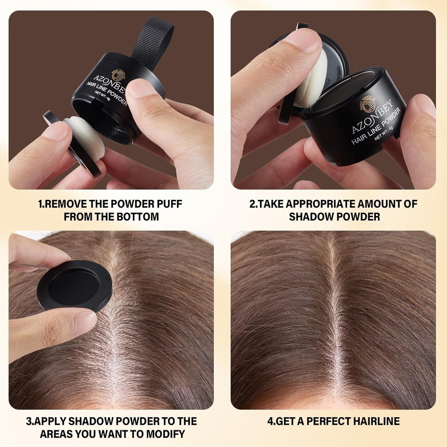 Root Touch Up Sets,Hairline Powder for Women Cover Up- Hairline Concealer for Thin and Thinning Hair, Water & Sweat Resistant,Contain Azonbey Makeup Brush (Dark Blonde, Med-Makeup Brush)