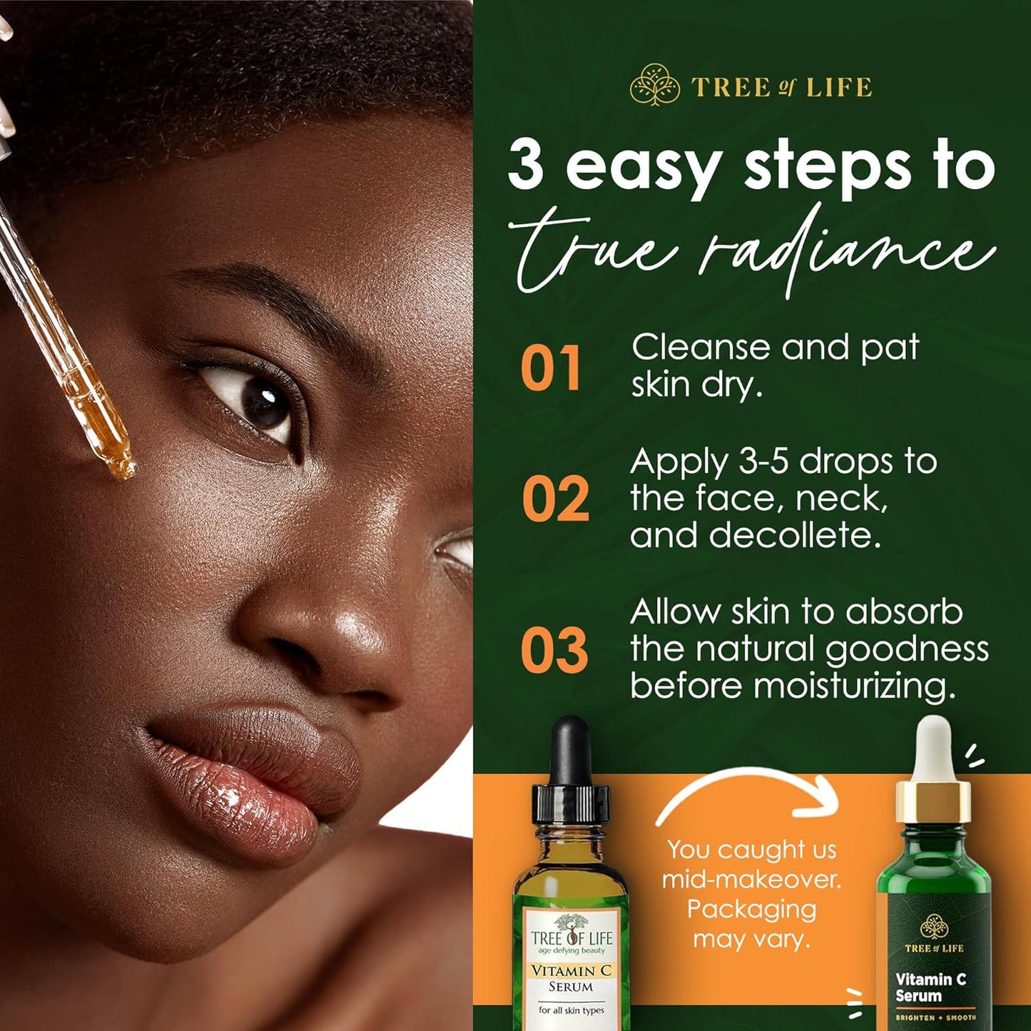 Tree of Life Beauty Vitamin C Skin Care Set, Skin Brightening Face Oil for Dark and Age Spot, Facial Serums for Dry and Sensitive Skin with Hyaluronic Acid & Vitamin E Soft Skin, 1 Fl Oz (Pack of 2)