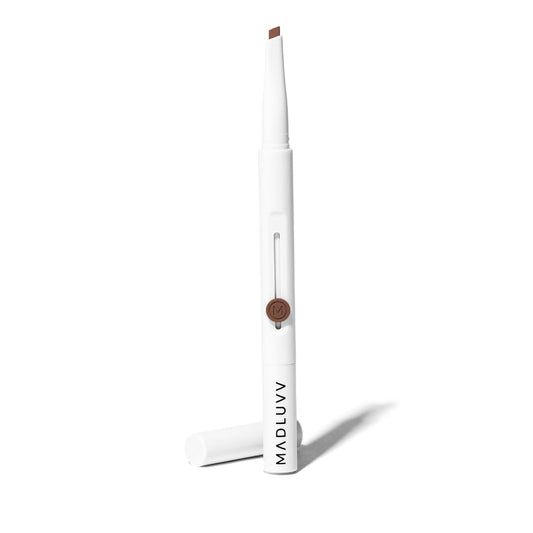 MADLUVV Exacto Brow Pencil for Flawless, Long Lasting, Realistic Brows with Dual-Ended Design Featuring Retractable Blade Tip for Precise Hair Like Detail and Blending Brush - Auburn