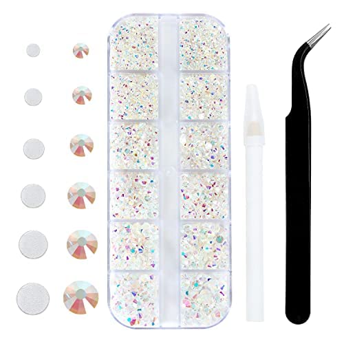4240Pcs Transparent Ab Flatback Rhinestones 6 Sizes Crystal Diamonds for Nail Art Crafts Clothes
