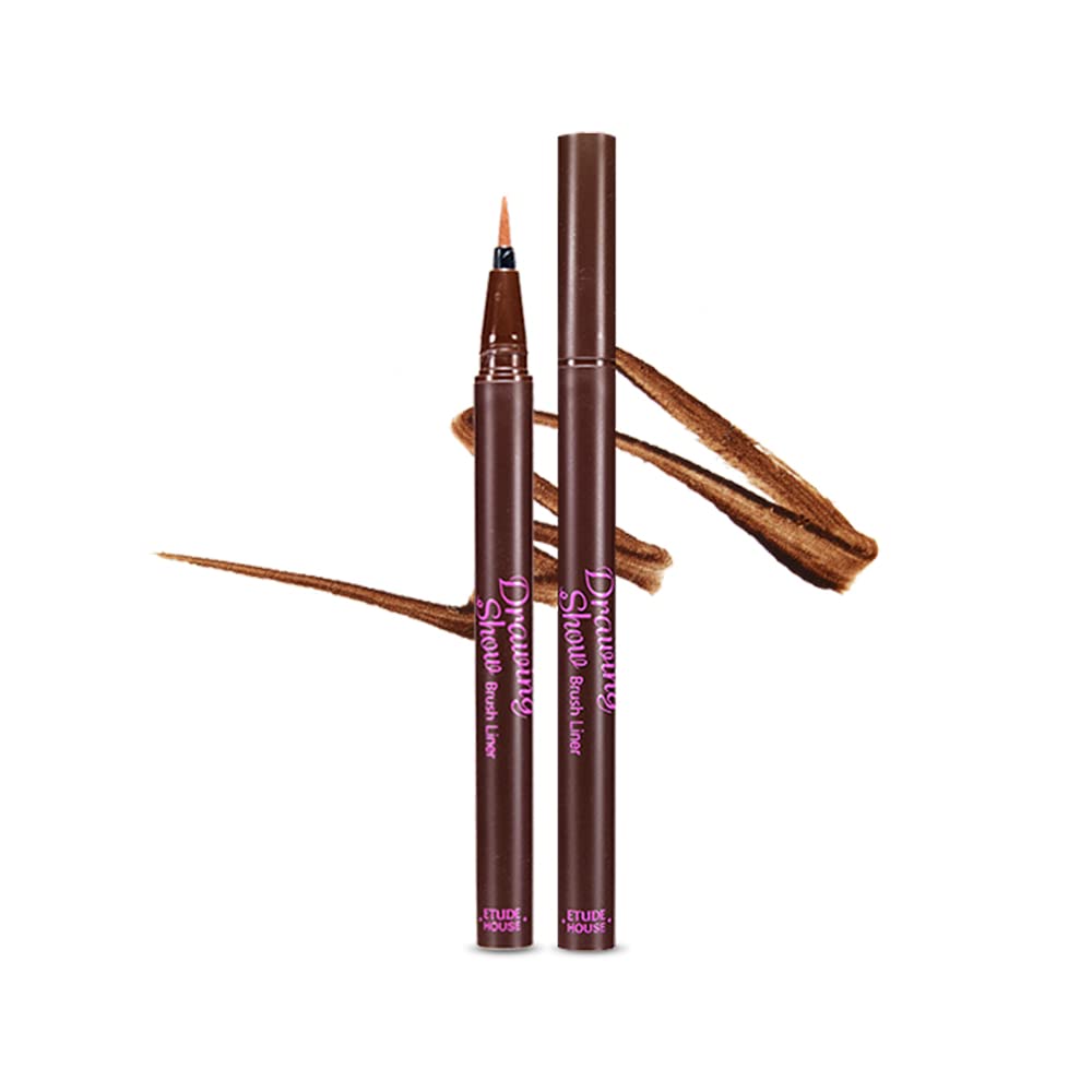 ETUDE Drawing Show Brush Liquid Eyeliner, Brown, Waterproof